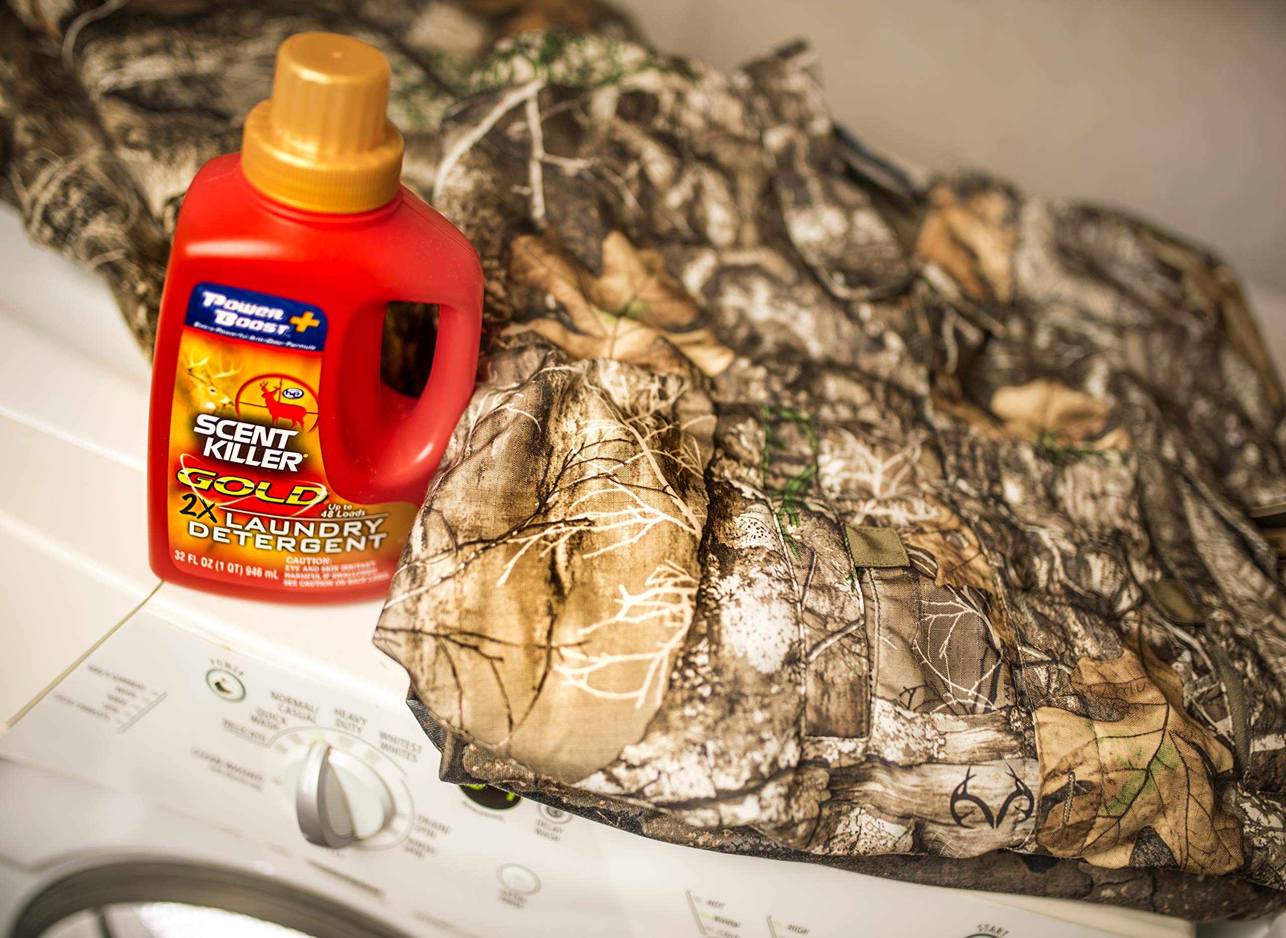 Scent Killer Gold Scent Free Laundry Detergent For Hunting Gear With Power Boost Plus Odor Eliminator, 32 Fluid Ounces