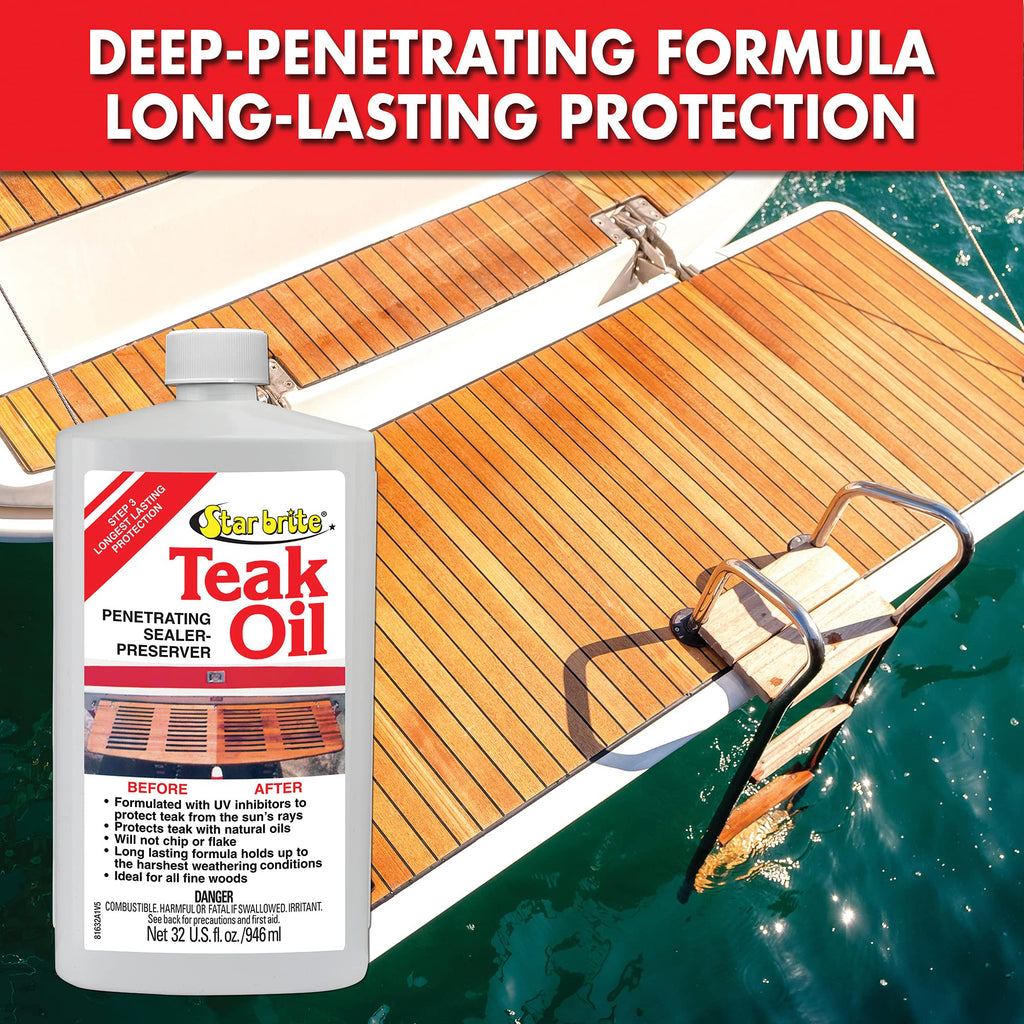 Star Brite Teak Oil - Long Lasting, Penetrating, Sealer & Preserver With Uv Inhibitors - Marine Grade For The Harshest Weather C
