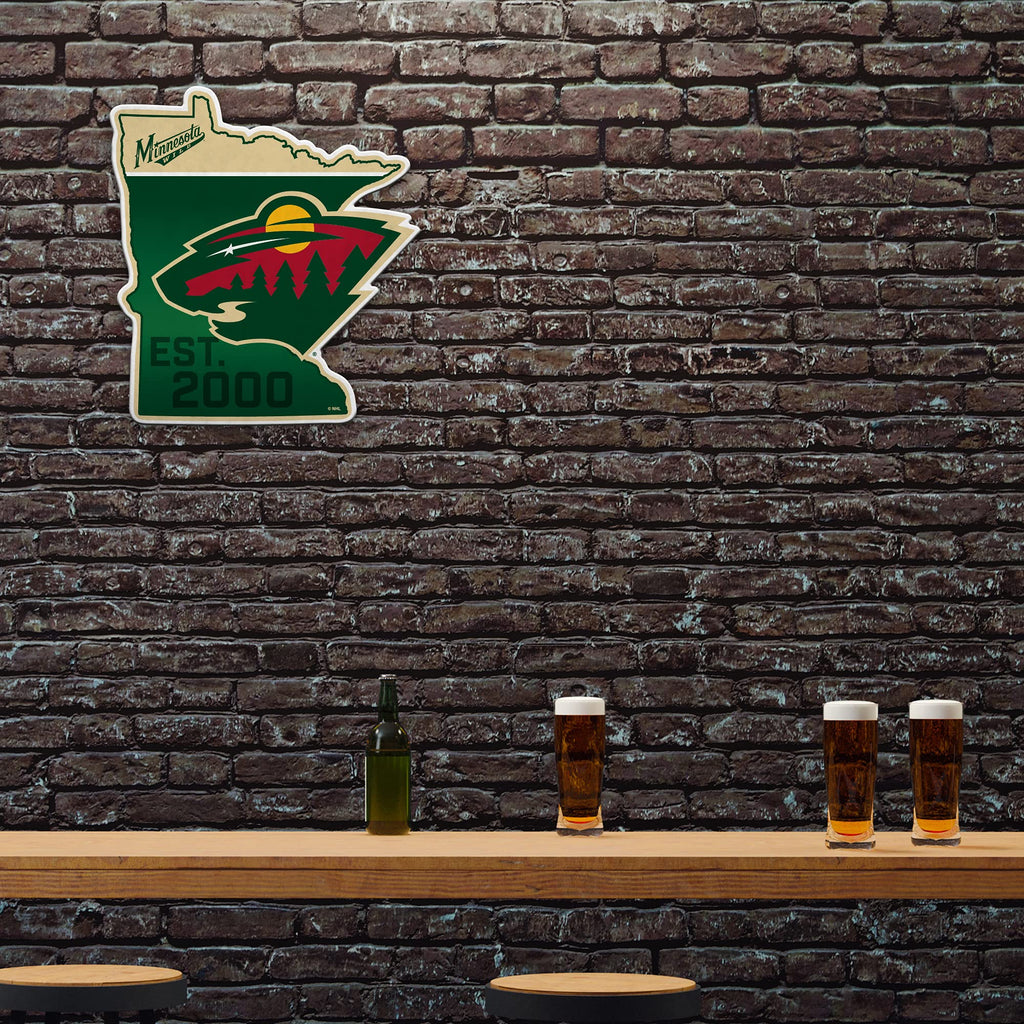 Rico Industries Nhl Minnesota Wild State Shape Shape Cut Pennant - Home And Living Room D  Cor - Soft Felt Ez To Hang 18X0.10X18