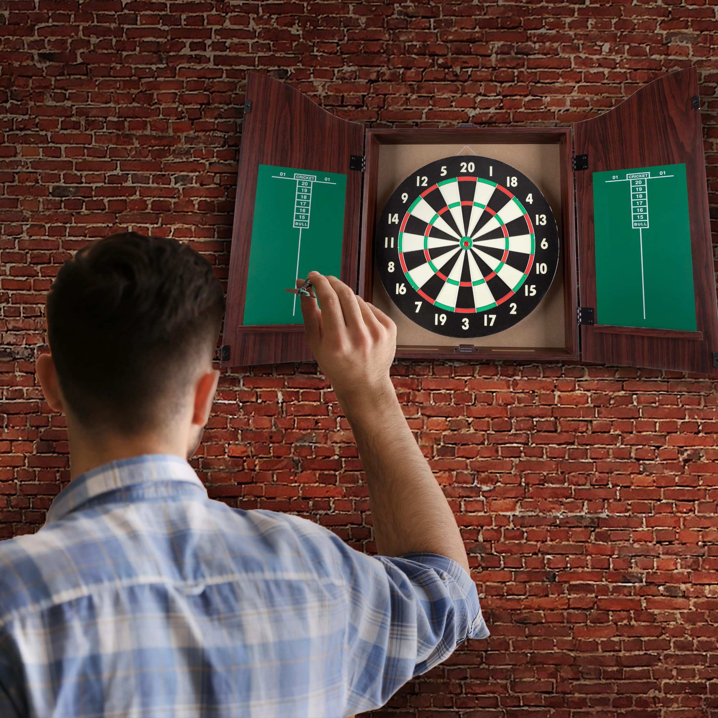 Tg Dartboard Cabinet Set With Realistic Walnut Finish, Brown, (15-Dg910)