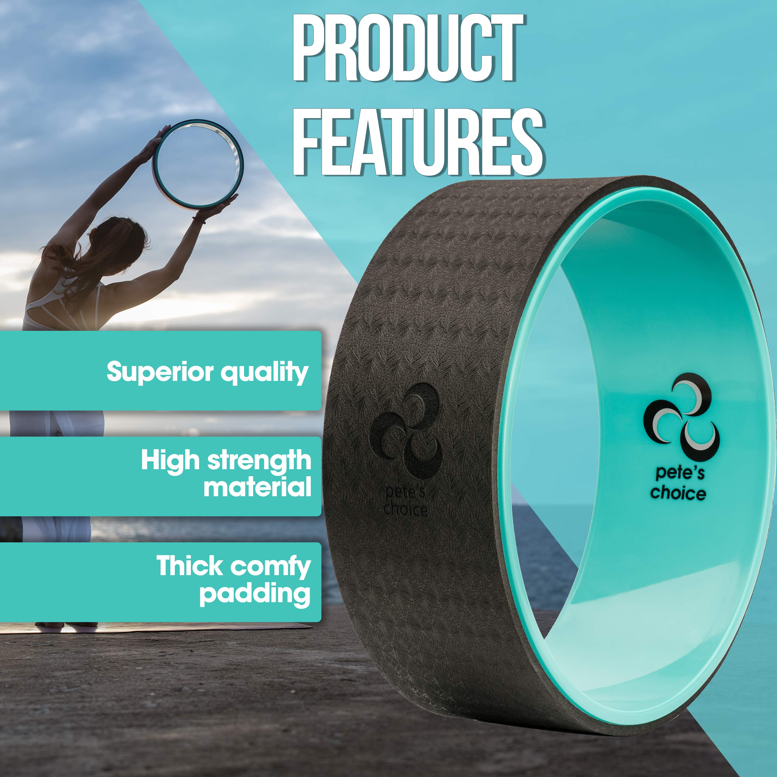 Yoga Wheel With Ebook & Yoga Strap - Comfortable & Durable Yoga Balance Accessory  Increase Flexibility  Ideal Home Yoga Kit I I