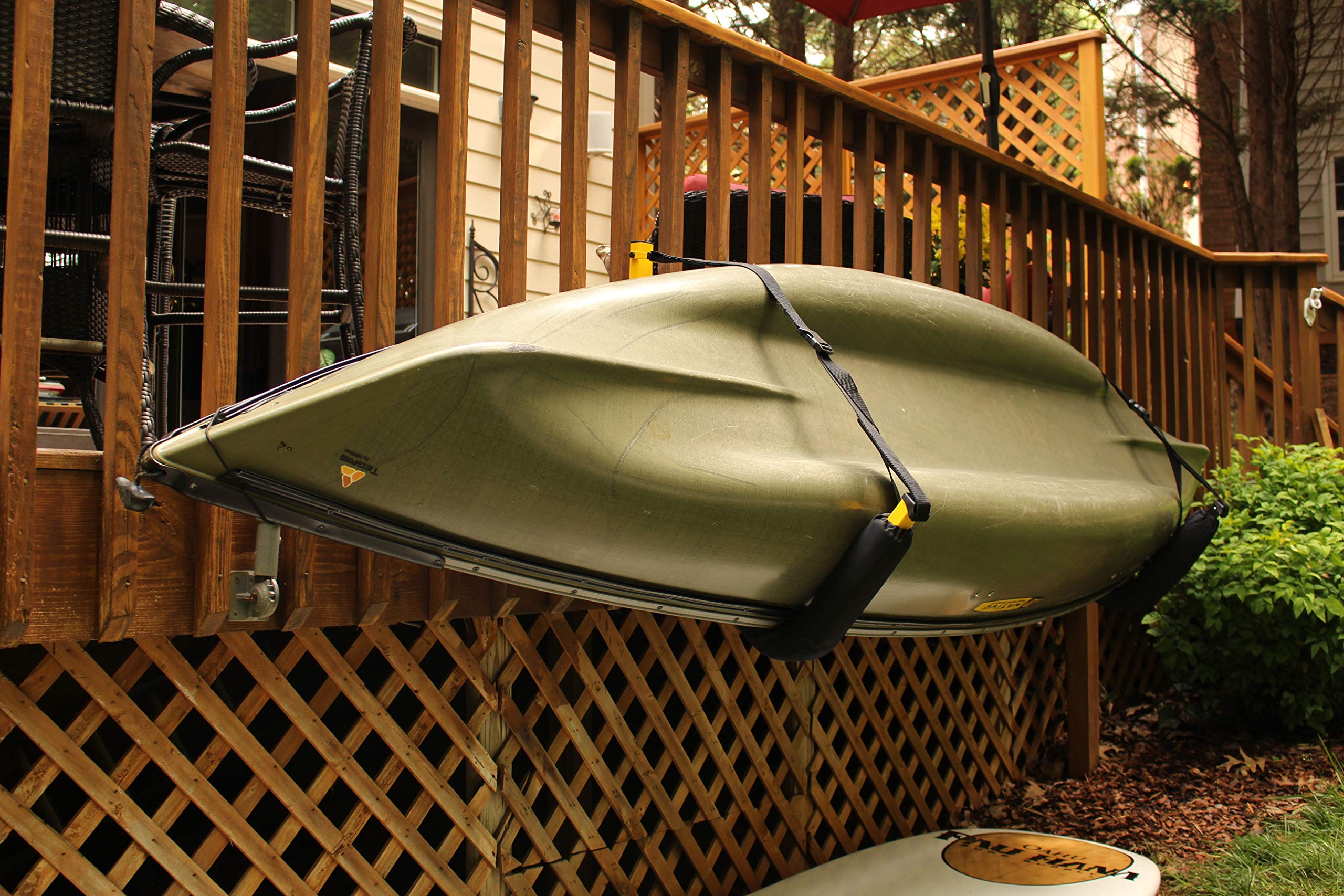 Suspenz Kayak Storage Rack, Big Ez Padded Wall Hangers/Hooks For Kayaks And Canoes, Indoor & Outdoor Wall Mounts, Powder-Coated