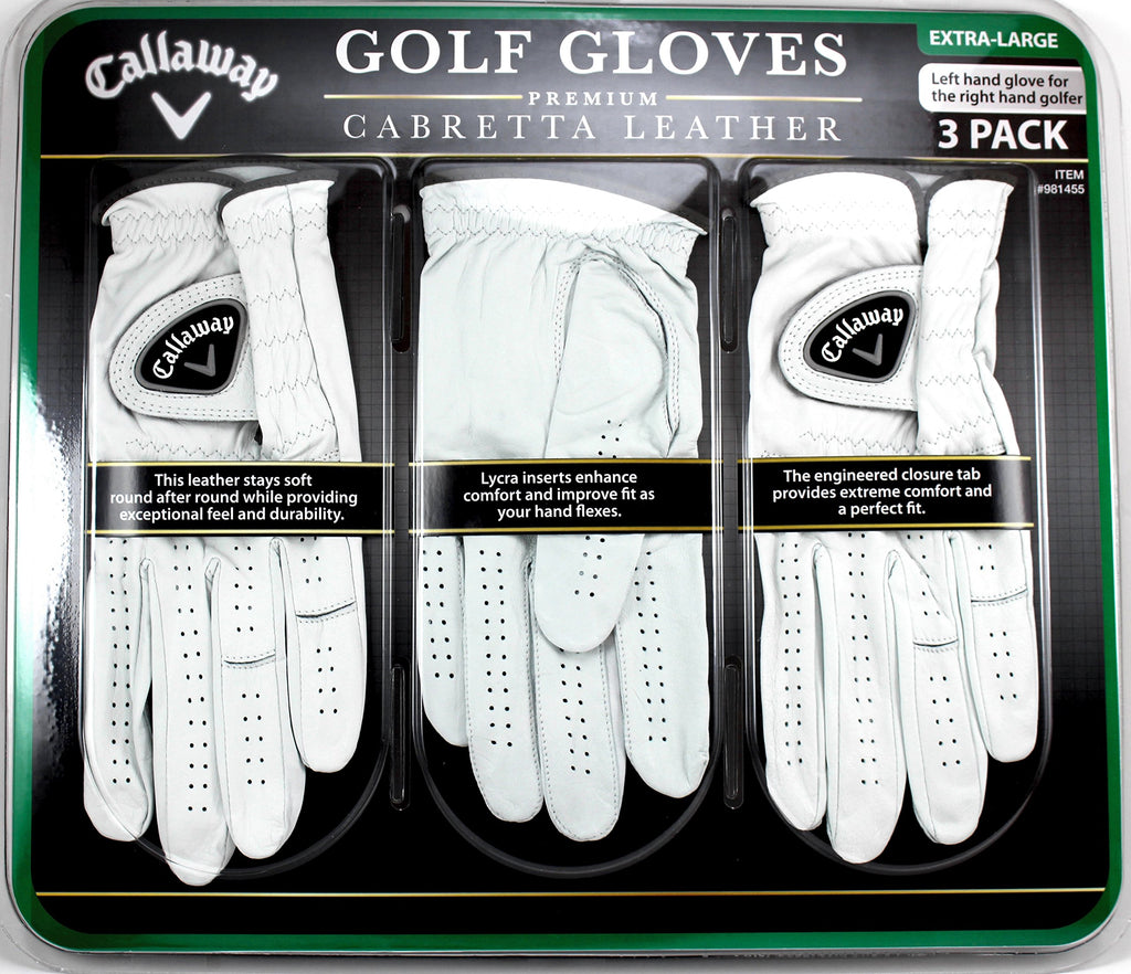 Callaway Golf Gloves 3 Pack Left Hand For Right Handed Golfer Extra Large