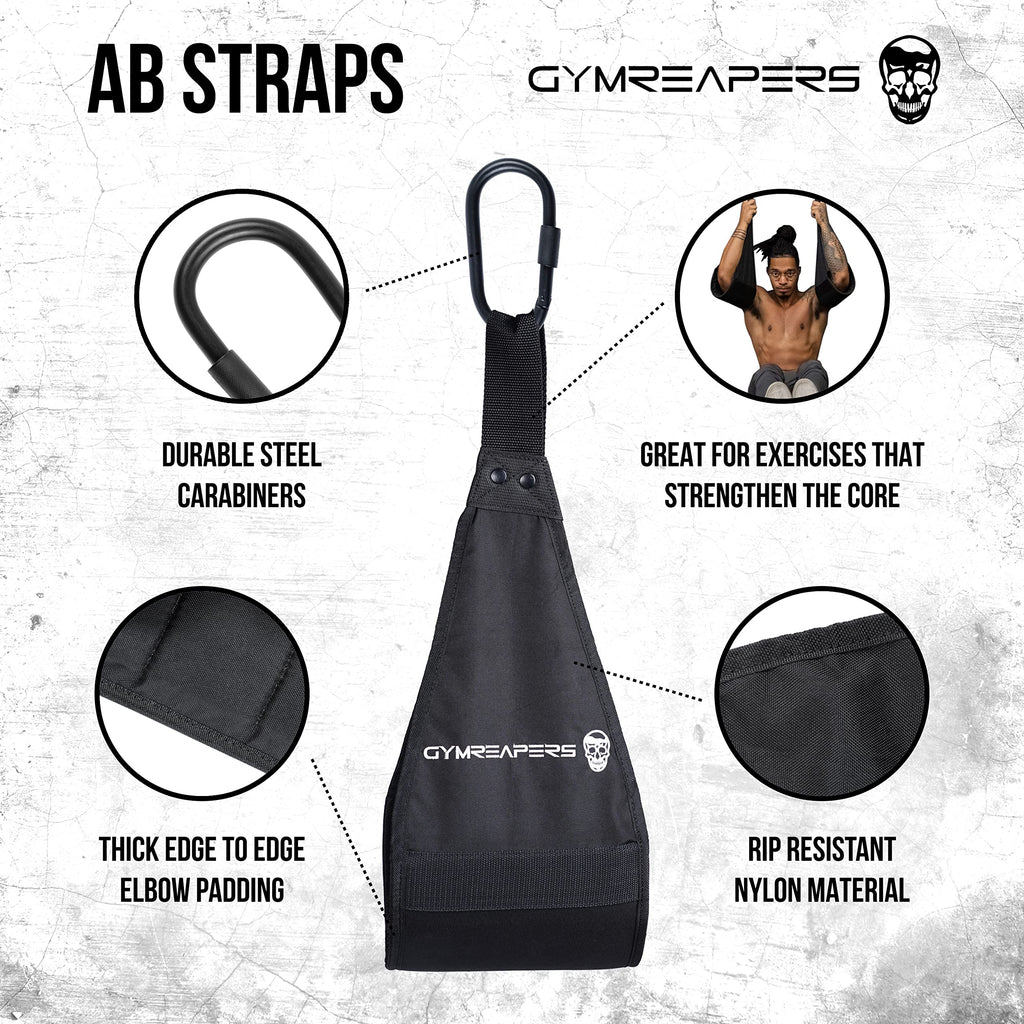 Gymreapers Hanging Ab Straps For Core Strength And Abdominal Training - Padded Adjustable Arm Supports For Bodyweight Exercises