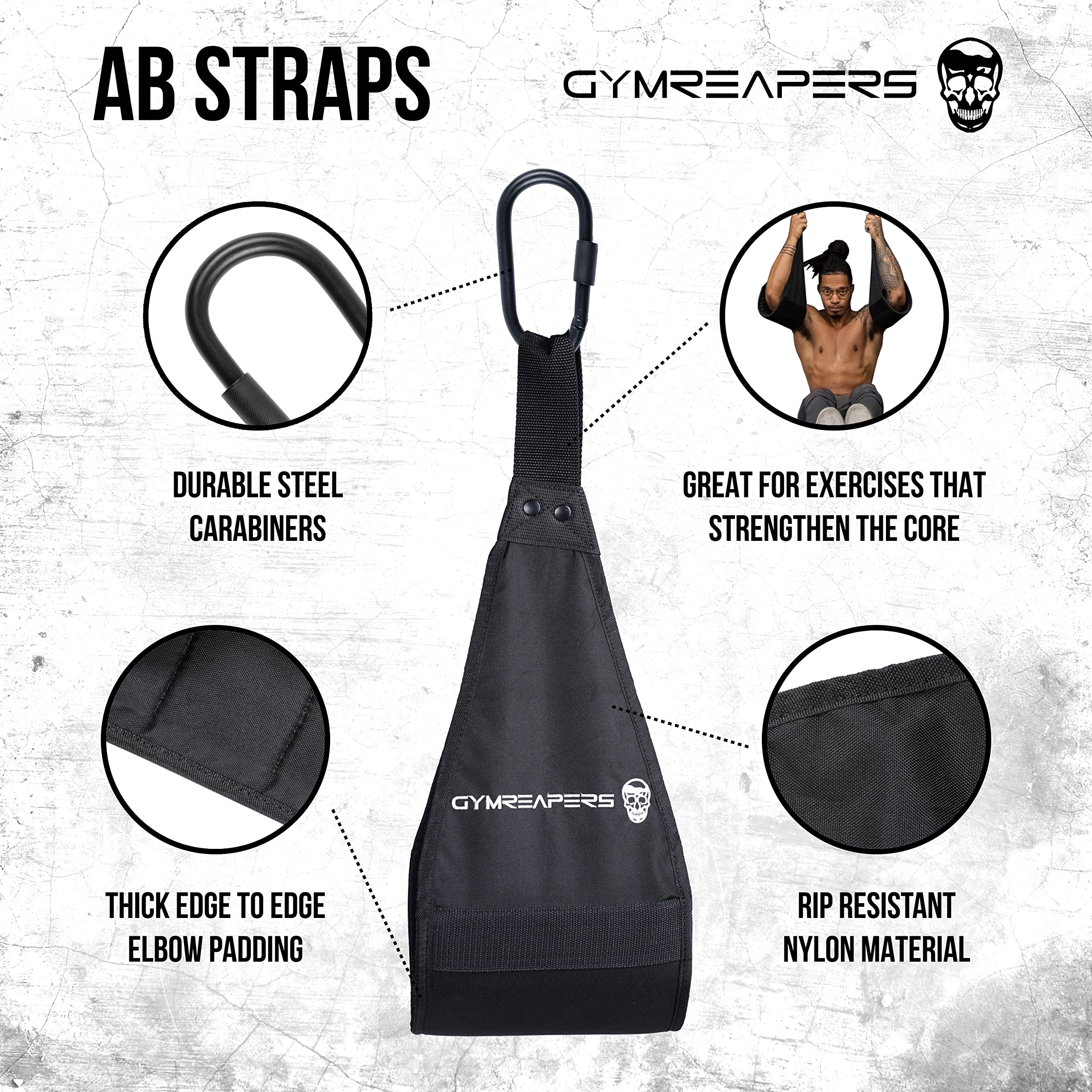 Gymreapers Hanging Ab Straps For Core Strength And Abdominal Training - Padded Adjustable Arm Supports For Bodyweight Exercises
