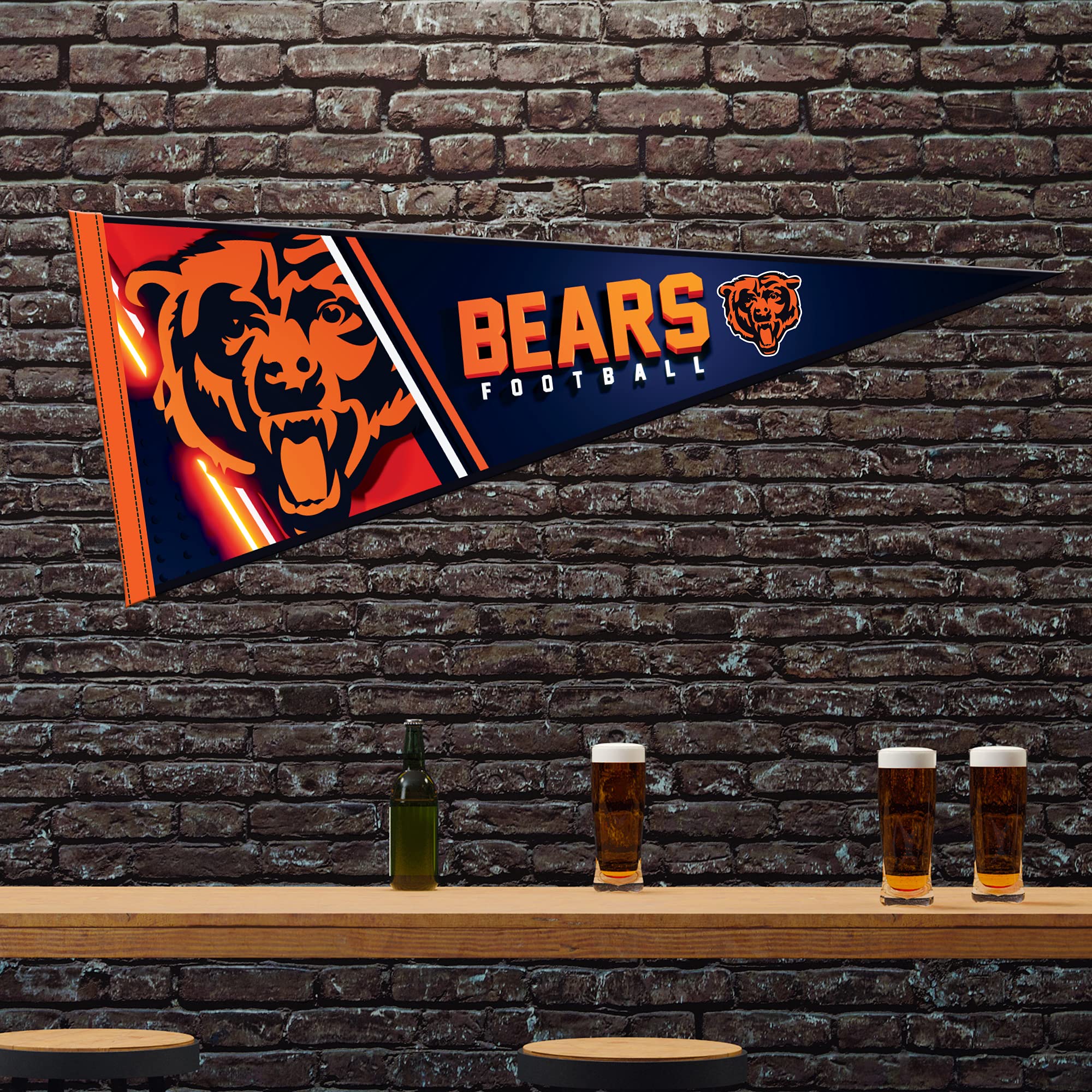 Rico Industries Nfl Football Chicago Bears Primary 12'' X 30'' Felt Wall D  Cor Pennant - Great For Home/Bed Room/Man Cave D  Co