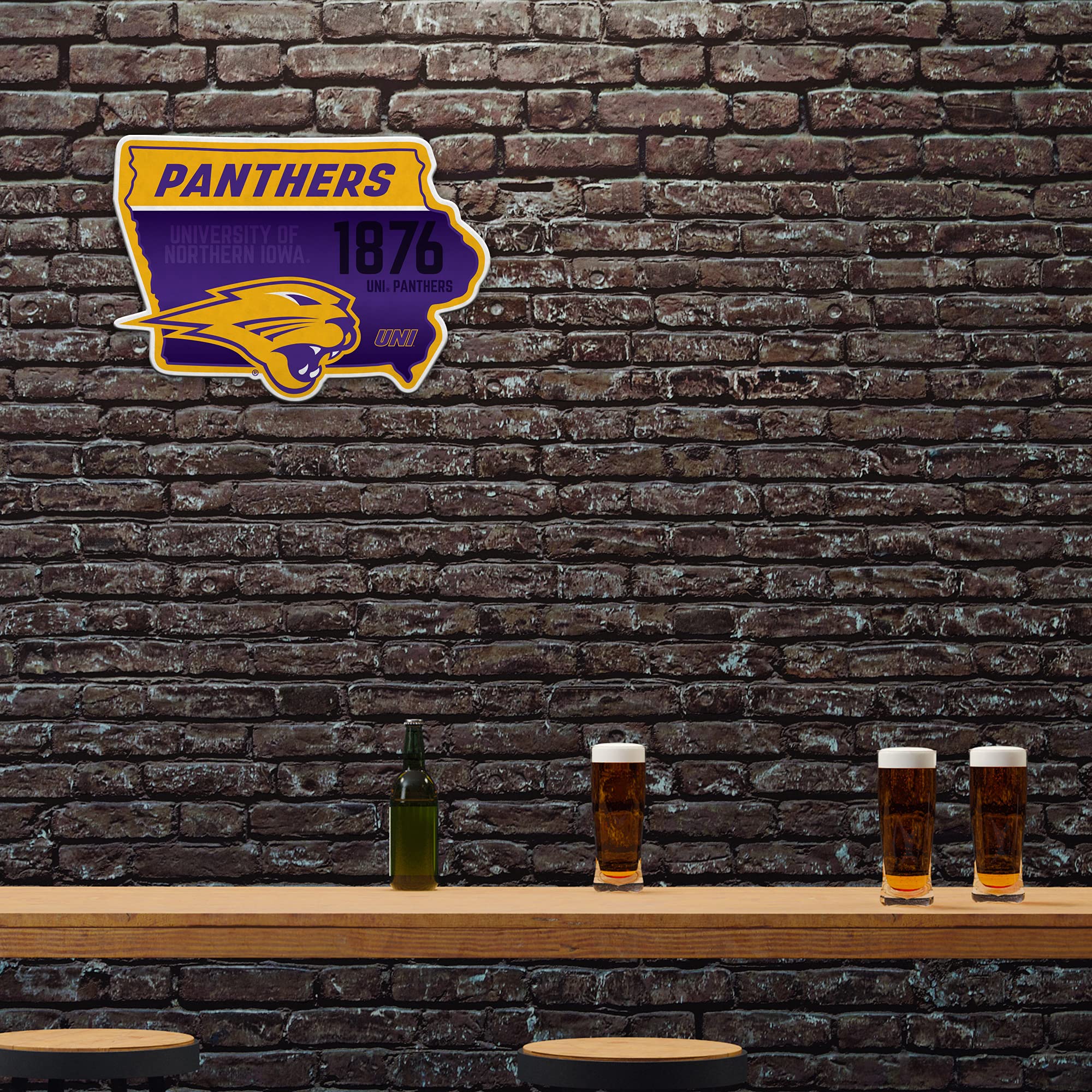 Rico Industries Ncaa Northern Iowa Panthers State Shape Shape Cut Pennant - Home And Living Room D  Cor - Soft Felt Ez To Hang