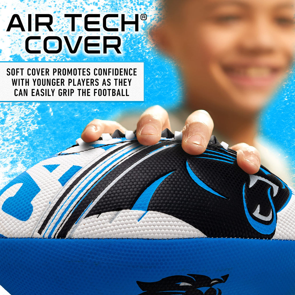 Franklin Sports Nfl Carolina Panthers Football - Youth Mini Football - 8.5'' Junior Size Ball - Spacelace Easy Grip Texture- Per