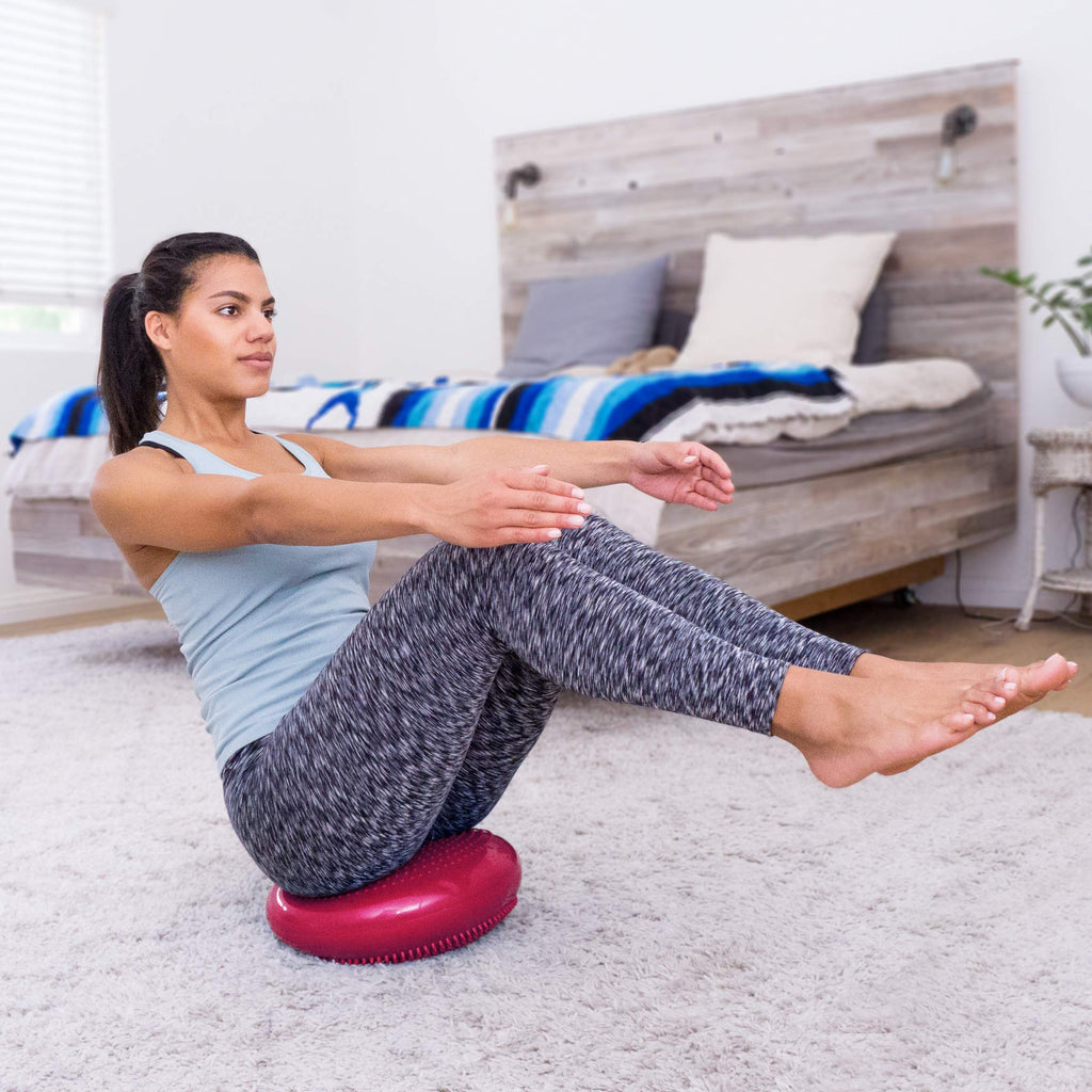 Prosourcefit Core Balance Disc Trainer, 14 Diameter With Pump For Improving Posture, Fitness, Stability, Red