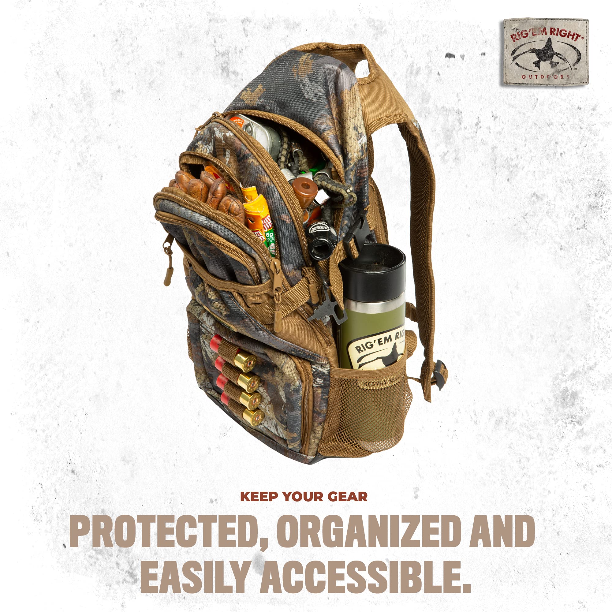 Rig'Em Right Waterfowl Stump Jumper Duck Hunting Blind Backpack With Multi-Layered Padded Shoulder Straps And Back Support, Ammo