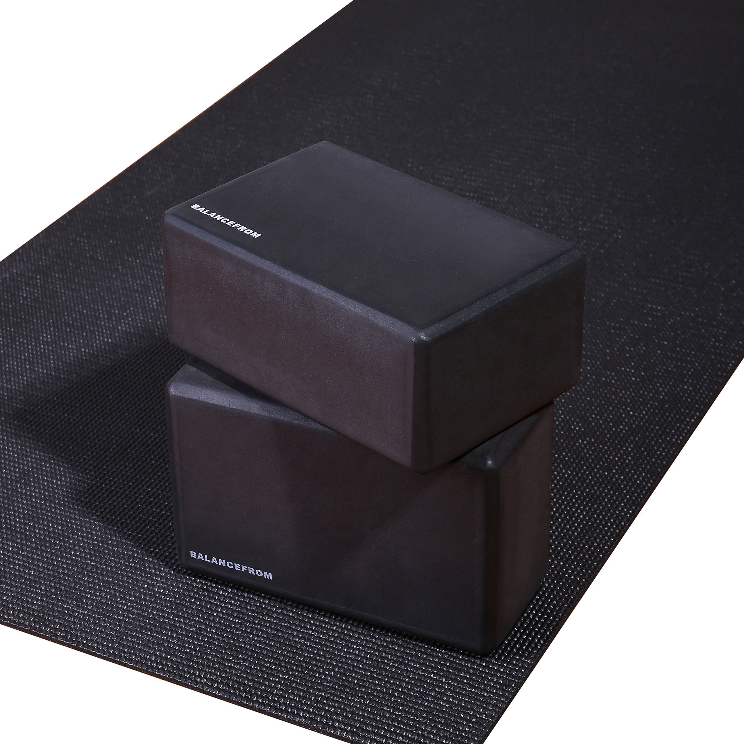 Fitvids Set of 2 High Density Yoga Blocks, 9x6x4 Each, Pair (Black)