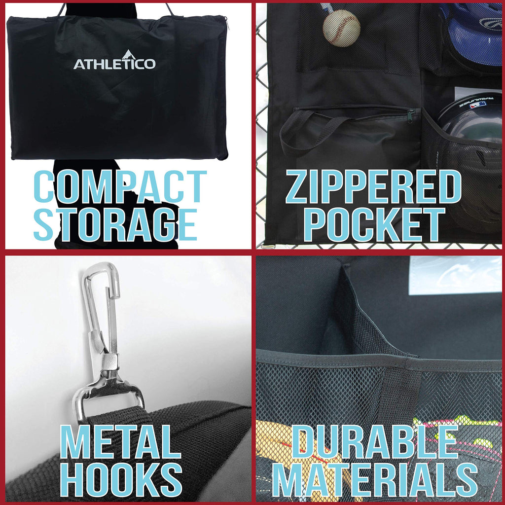 Athletico 15 Player Dugout Organizer - Hanging Baseball Helmet Bag To Organize Baseball Equipment Including Gloves, Helmets, Bat