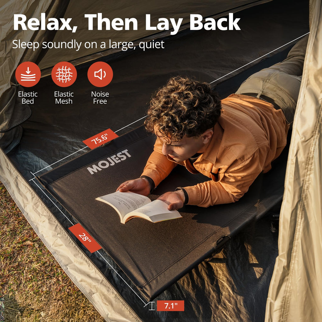 Mojest Ultralight Camping Cot For Adults - Portable Folding Camping Bed, Supports 350 Lbs - Lightweight For Travel, Camping, Hik