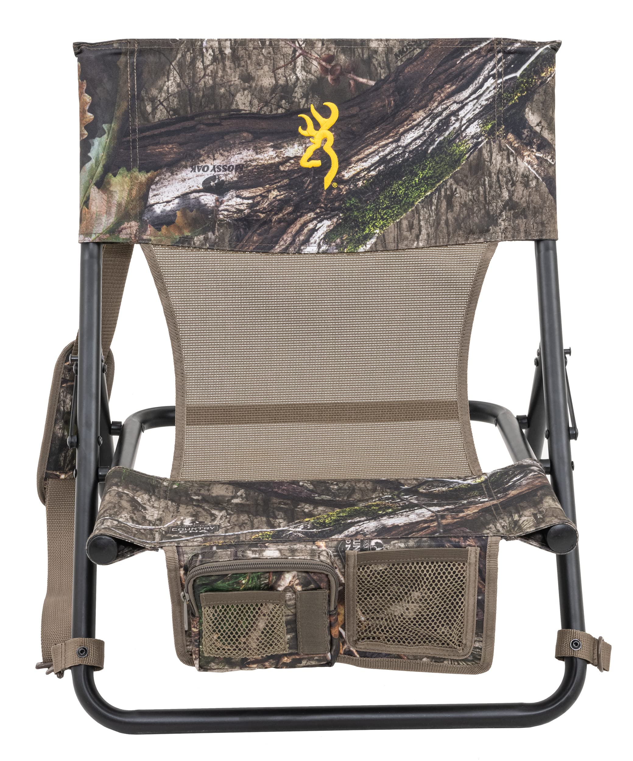 Browning Low-Profile Woodland Hunting Chair With Flat-Folding Design, Durable Steel Frame, Hanging Call Organizer Pocket, And Pa