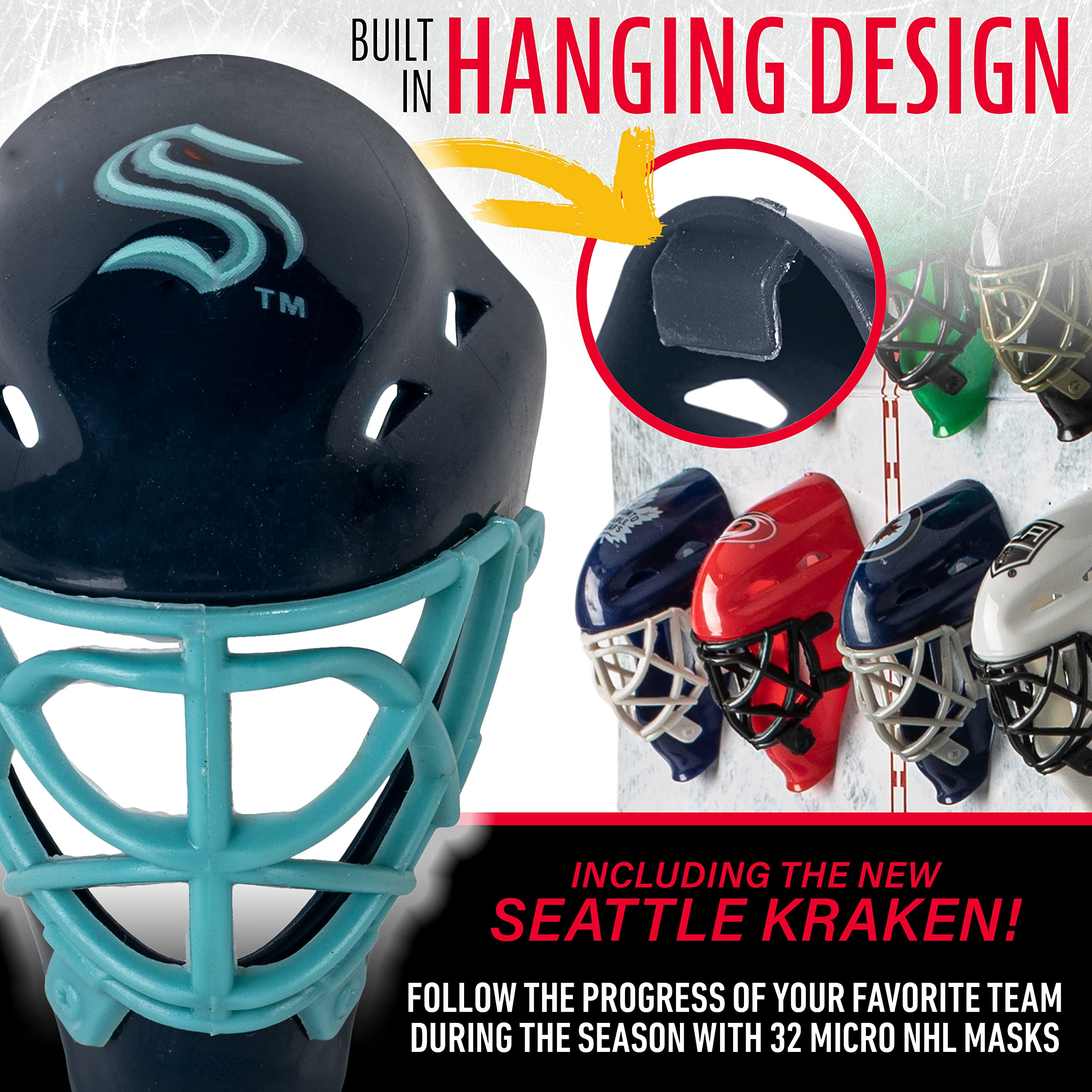 Franklin Sports Nhl Goalie Mask Tracker - Micro Mask Tracking - All 32 Teams Available - Seattle Kraken