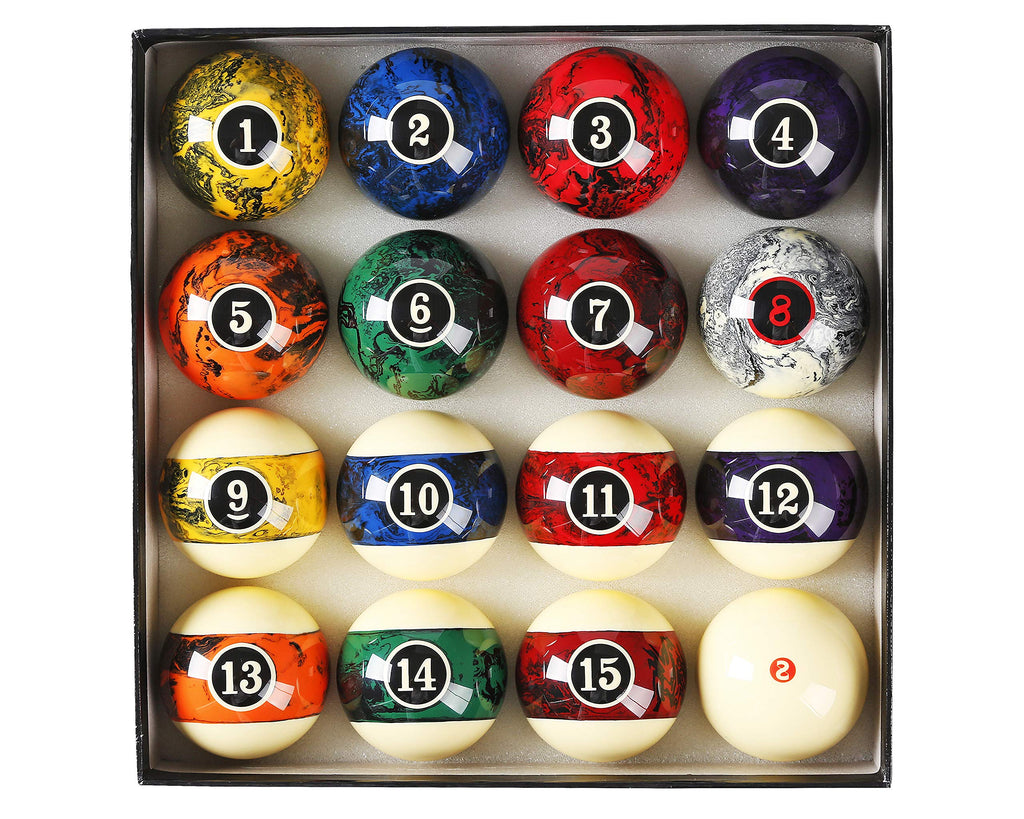 Japer Bees Billiard Ball Marble Dark 2-1/4'' Regulation Size&Weight Complete 16Balls