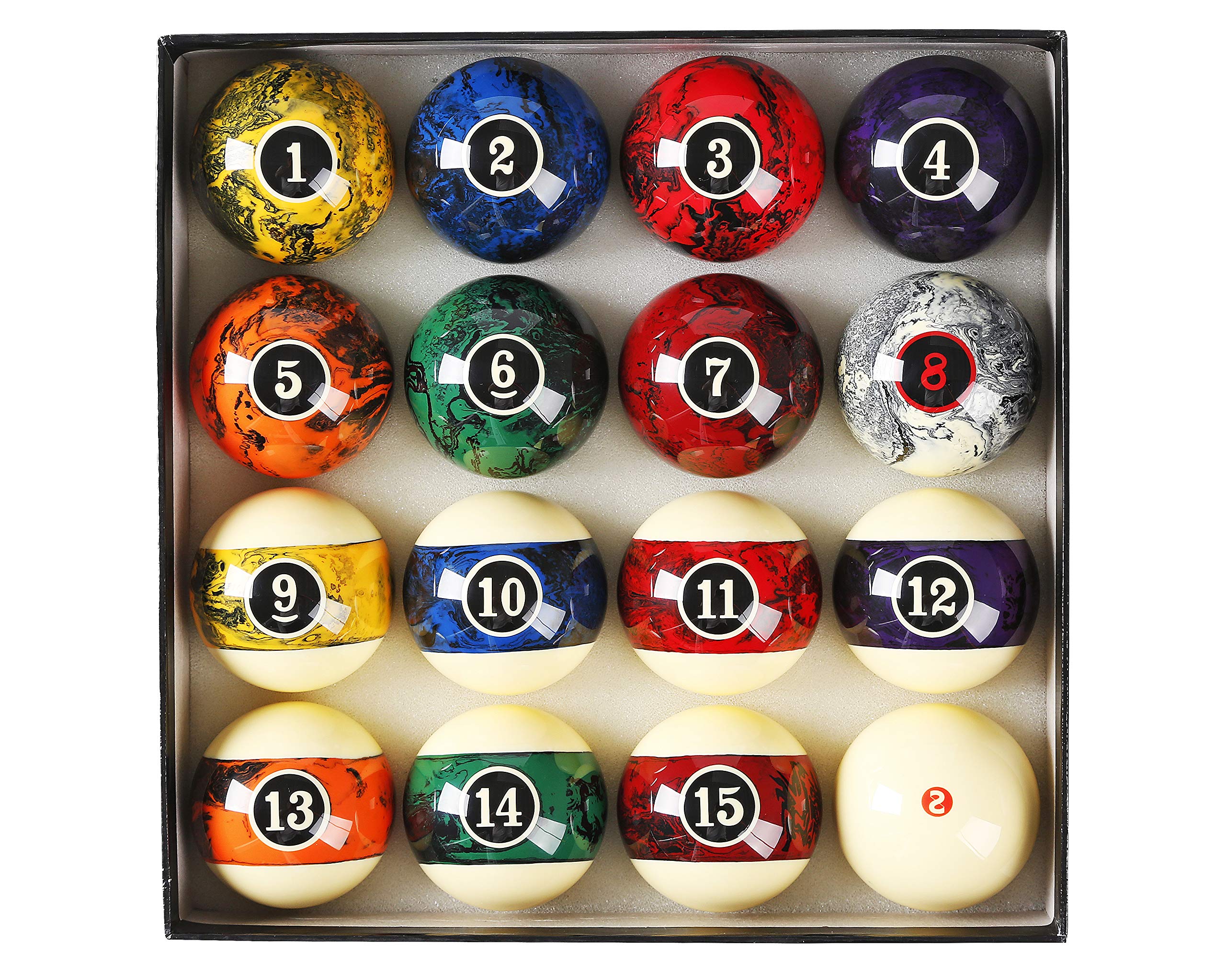 Japer Bees Billiard Ball Marble Dark 2-1/4'' Regulation Size&Weight Complete 16Balls
