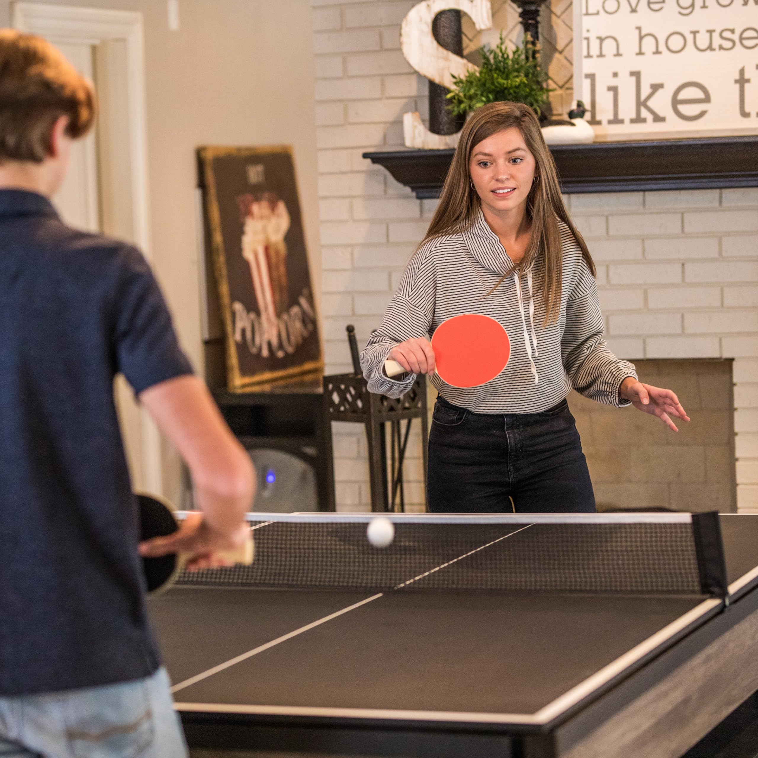 Atomic 7 Hampton 3-In-1 Combination Table Includes Billiards, Table Tennis, And Dining Table With Dual Storage Bench Seating, Gr