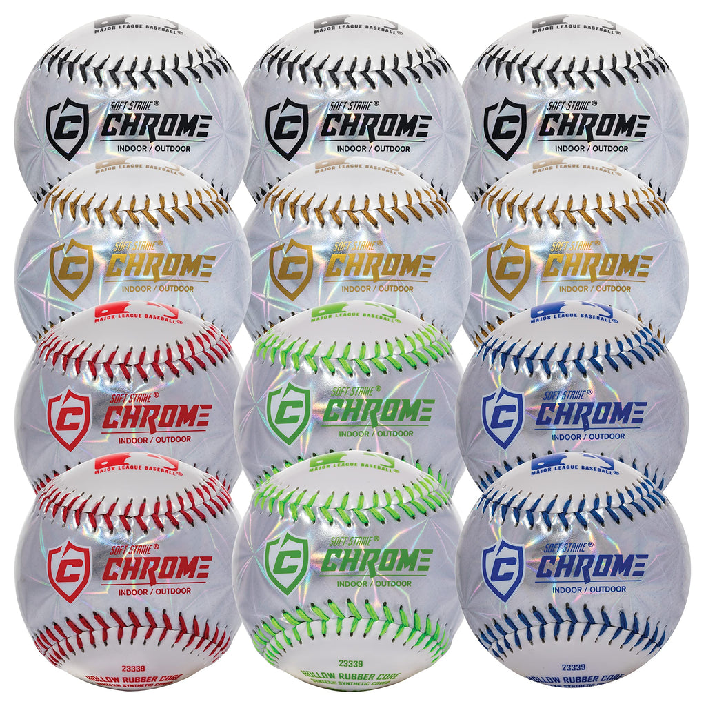 Franklin Sports Mlb Soft Strike Metallic Tee Ball, Colors Vary (12 Pack)