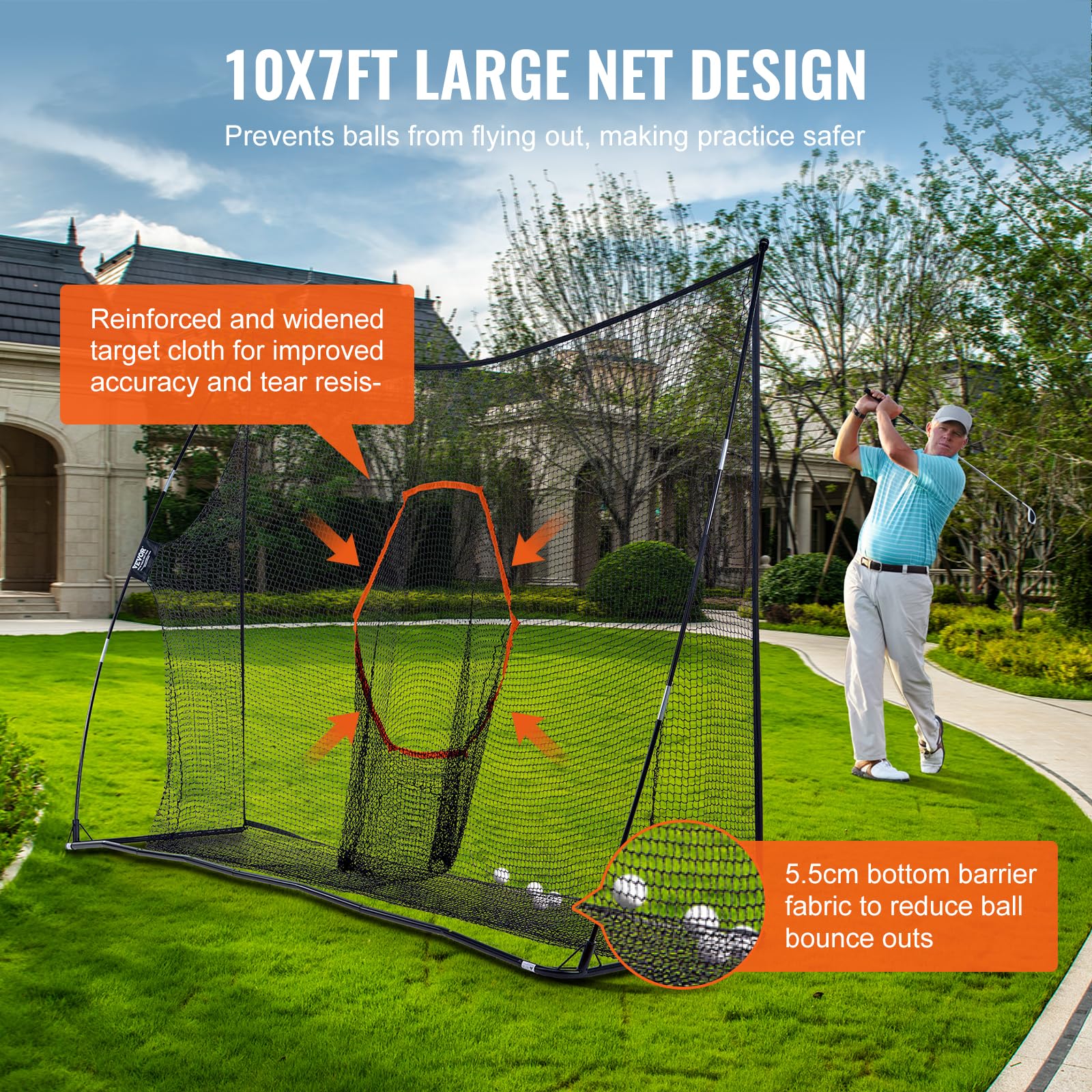 Vevor 10.8X7Ft Golf Practice Hitting Net Indoor Personal Driving Range Training