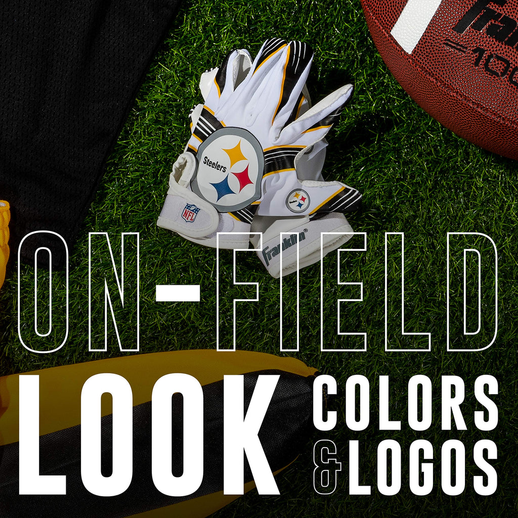 Franklin Sports Pittsburgh Steelers Youth Nfl Football Receiver Gloves - Receiver Gloves For Kids - Nfl Team Logos And Silicone