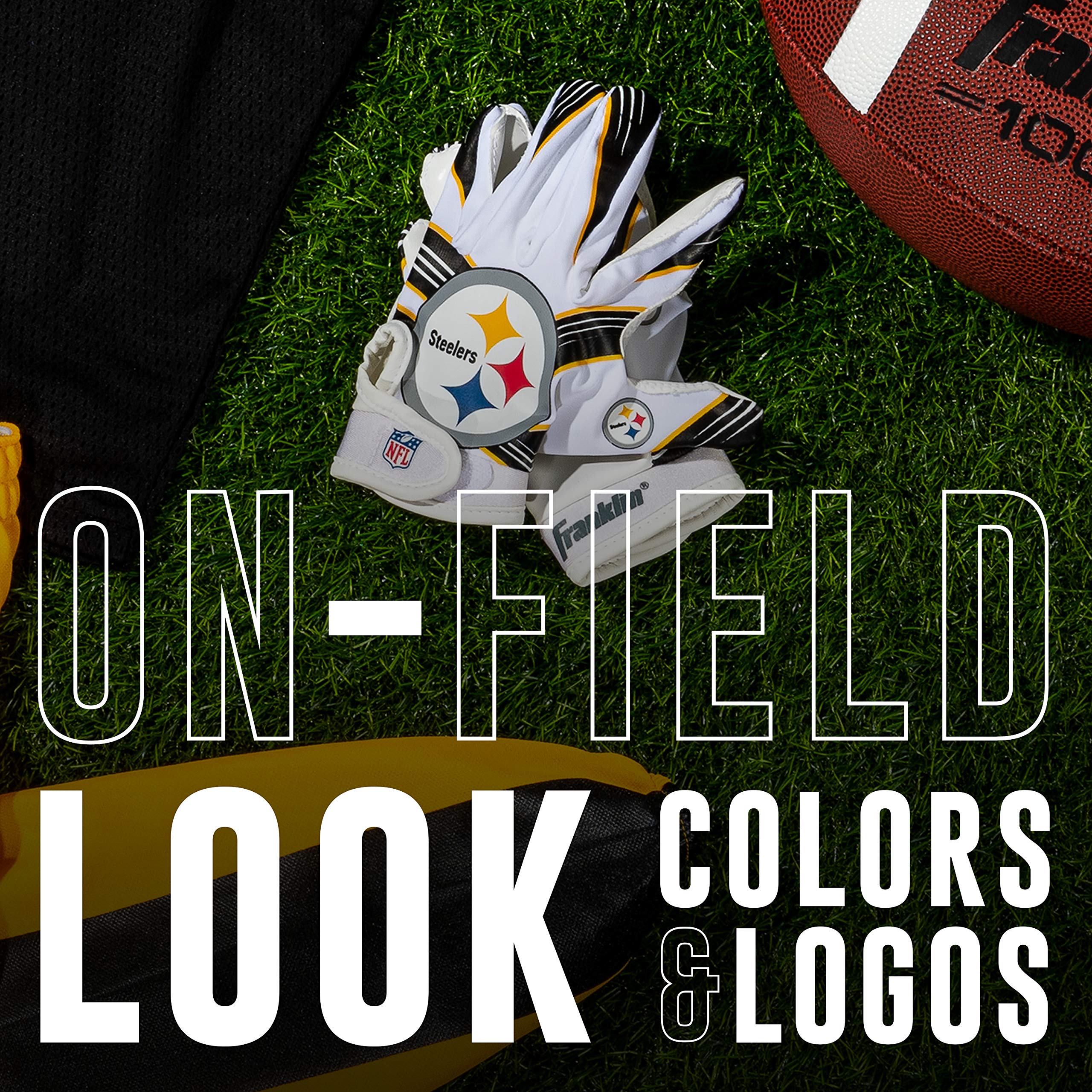 Franklin Sports Pittsburgh Steelers Youth Nfl Football Receiver Gloves - Receiver Gloves For Kids - Nfl Team Logos And Silicone