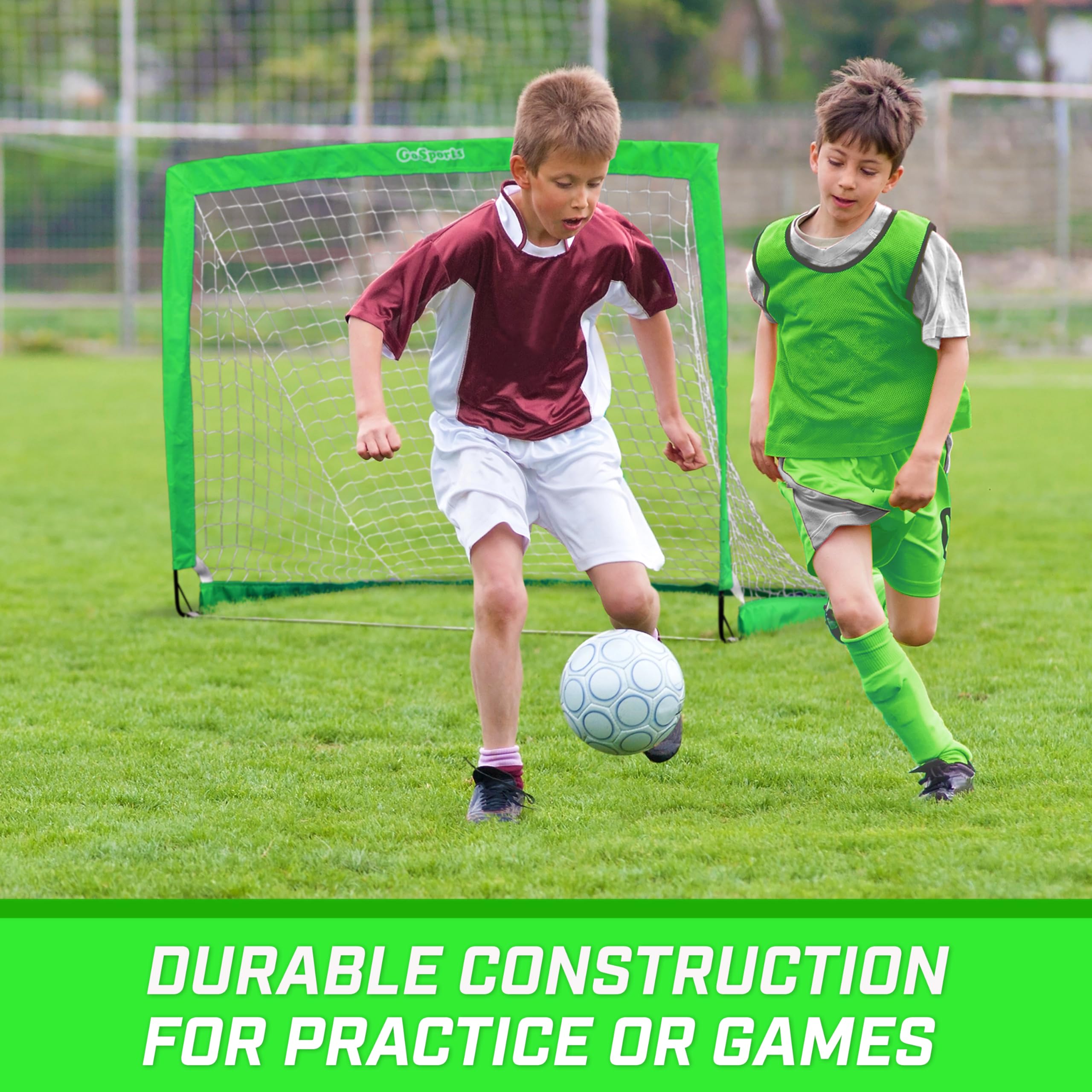 Gosports Team Tone 4 Ft X 3 Ft Portable Soccer Goal For Kids - Pop Up Net For Backyard - Bright Green