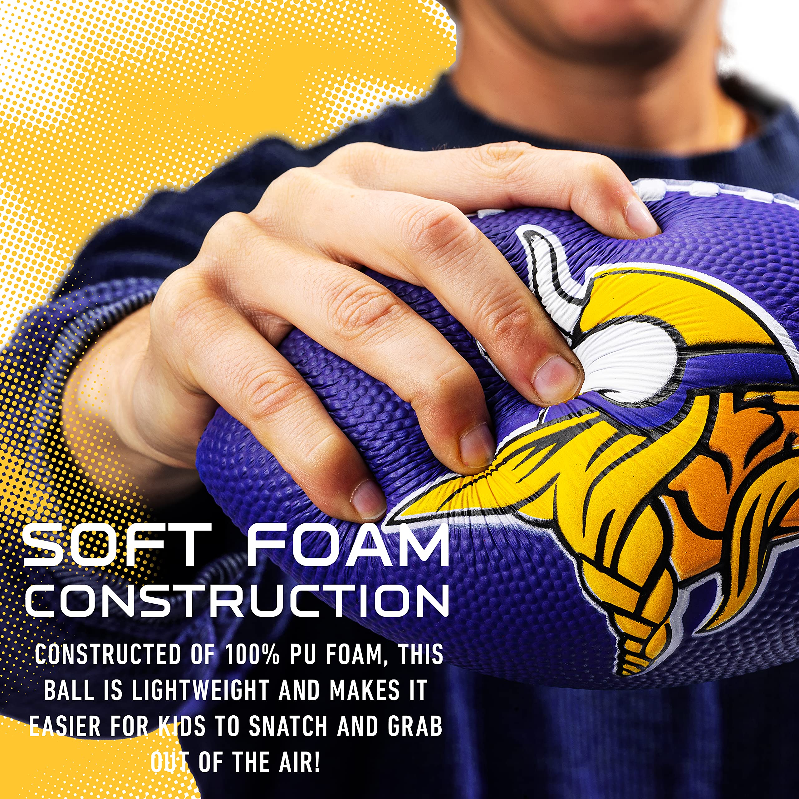 Franklin Sports Nfl Team Foam Footballs - Soft Foam Youth Mini Footballs For All Nfl Teams - Kids Junior 8.5'' Football + Air Pu