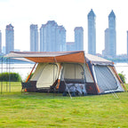 Ktt Extra Large Tent 12 Person(A),Awning Family Cabin Tents,2 Rooms,3 Doors And 3 Windows With Mesh,Straight Wall,Waterproof,Dou