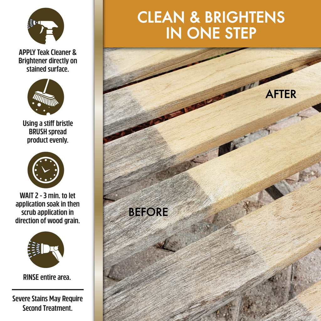 Star Brite Outdoor Collection Teak Cleaner & Brightener - One-Step Teak Restoration, Renew Weathered, Gray Teak For Refinishing