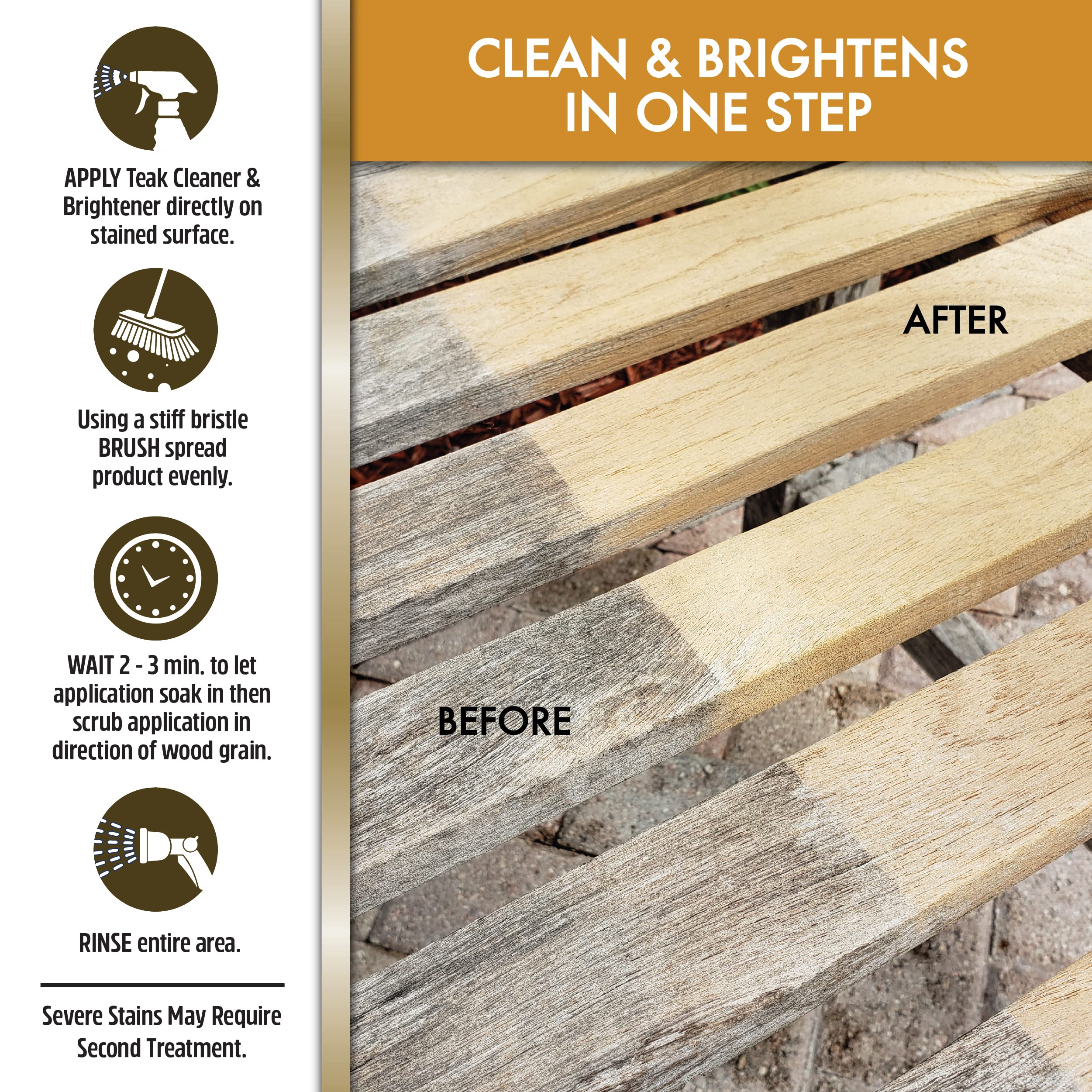 Star Brite Outdoor Collection Teak Cleaner & Brightener - One-Step Teak Restoration, Renew Weathered, Gray Teak For Refinishing