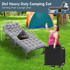 Aboron Foldable Camping Cots For Adults, Double Layer 1200D 500Lb Loading Cot For Sleeping, Heavy Duty Guest Bed With Mattress C