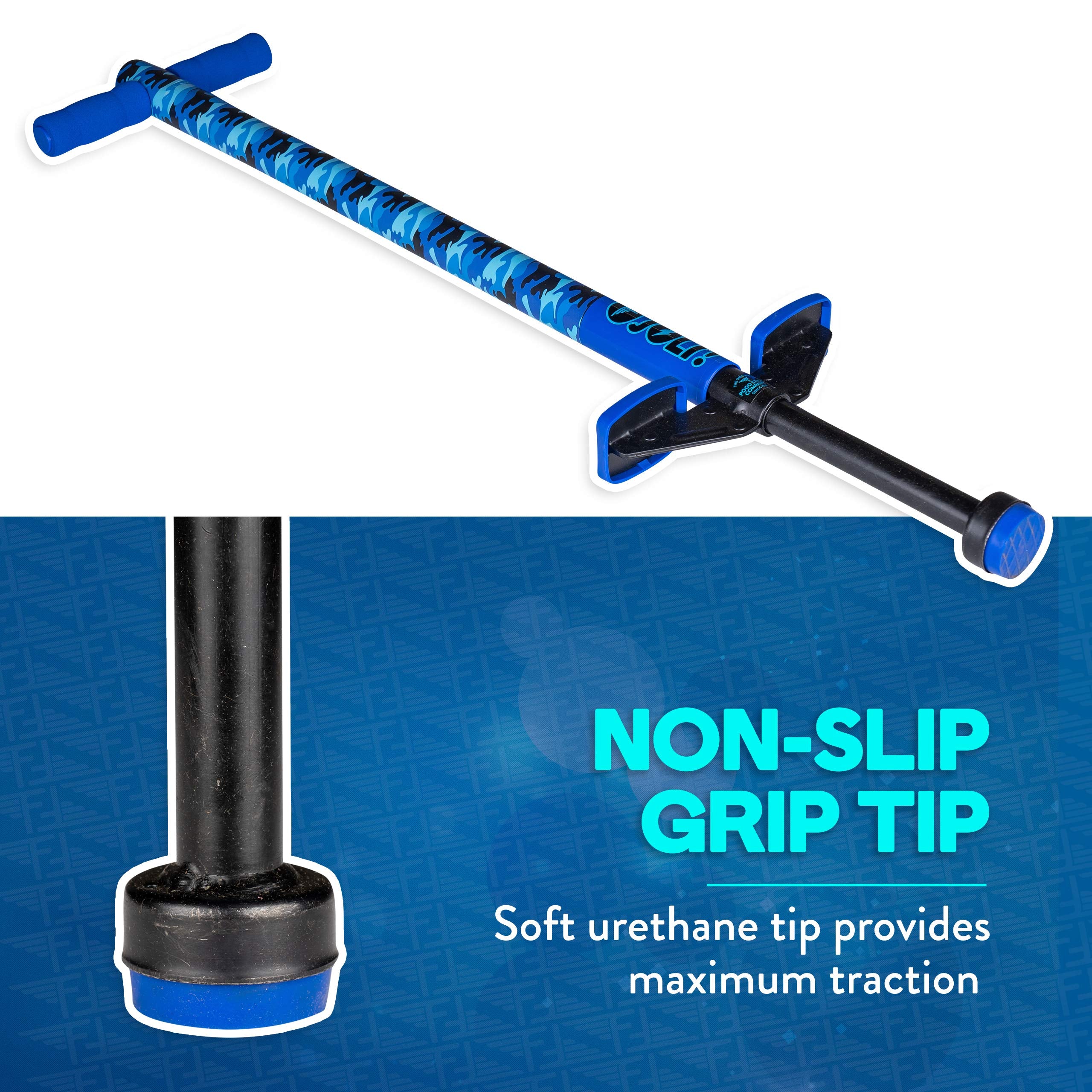 Flybar Foam Jolt Pogo Stick For Kids Age 5 And Up, Between 40 To 80 Pounds, Beginners Kids Pogo Stick For Boys And Girls (Blue C