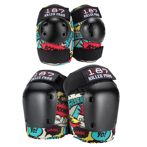 187 Killer Pads Knee Pads, Elbow Pads Combo Pack, Comic, Small/Medium