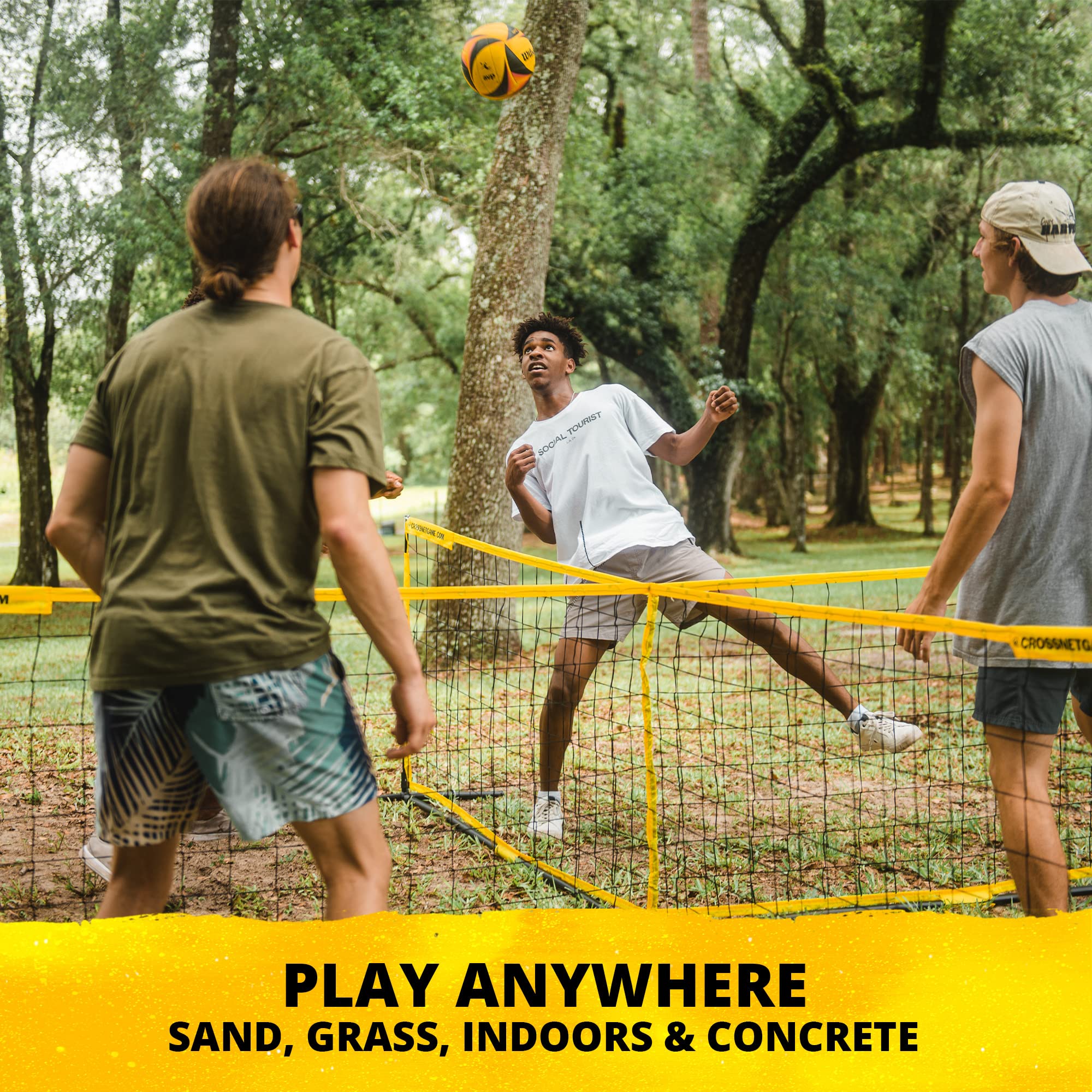 Crossnet Four Square Soccer Game - Outdoor Sport Games For Adults And Family - Soccer Tennis Nets For Backyard & Parks - Quick A
