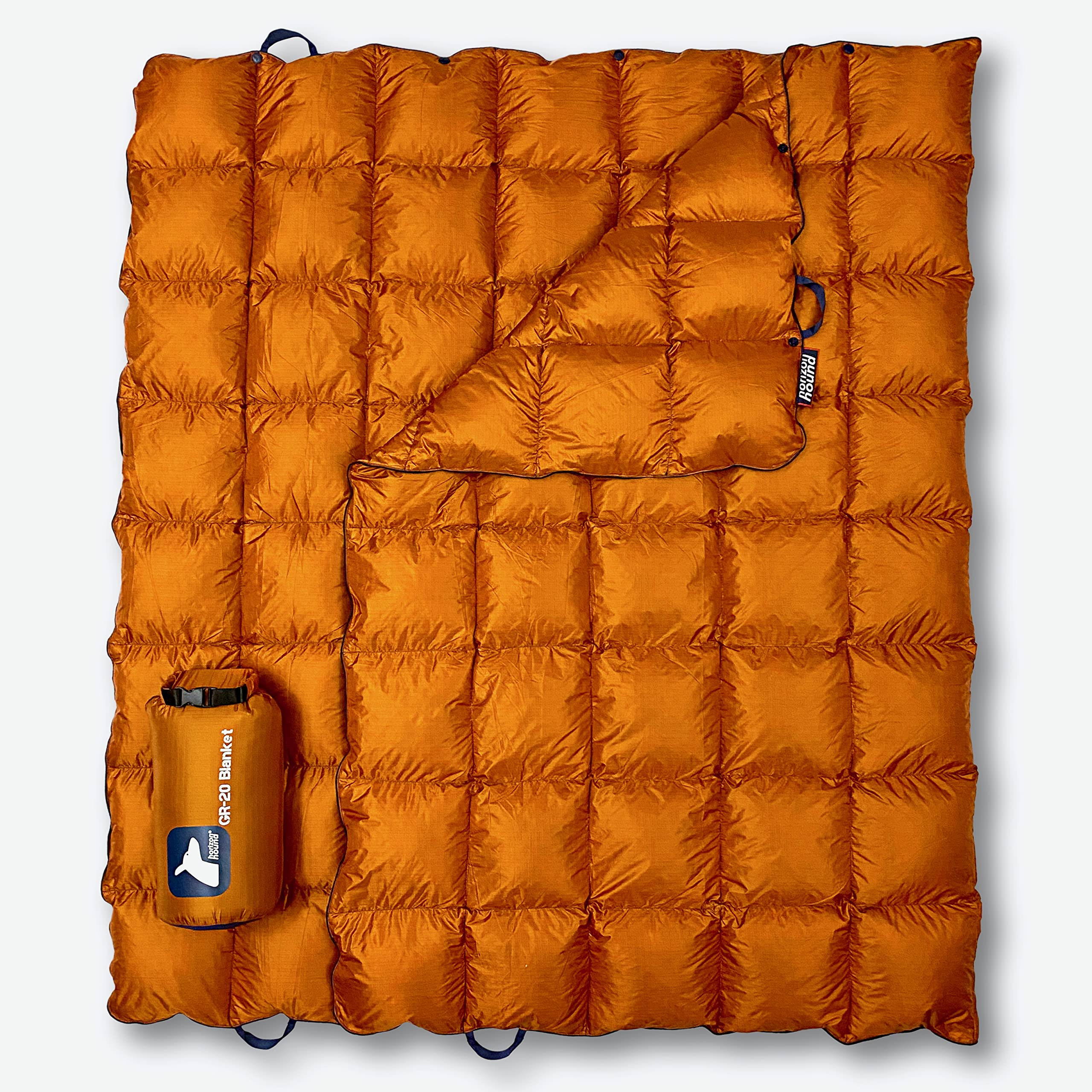 Horizon Hound Down Camping Blanket - Gr-20, Orange Travel Blanket  Sustainable Insulated Down  Lightweight & Warm Quilt For Camp