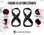 Figure 8 Lifting Straps For Deadlift, Powerlifting, Strongman, & Cross Training (Black, Medium)