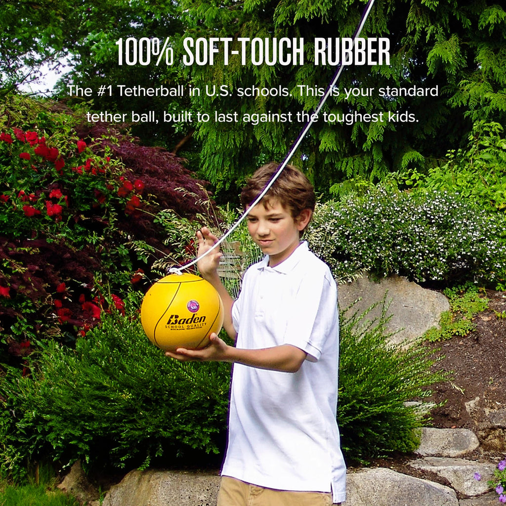 Baden School Quality Tetherball Set - Soft-Touch Tetherball Ball And Rope With Hook And Snap Lock, 10.5 Ft Height Steel Pole, Ai