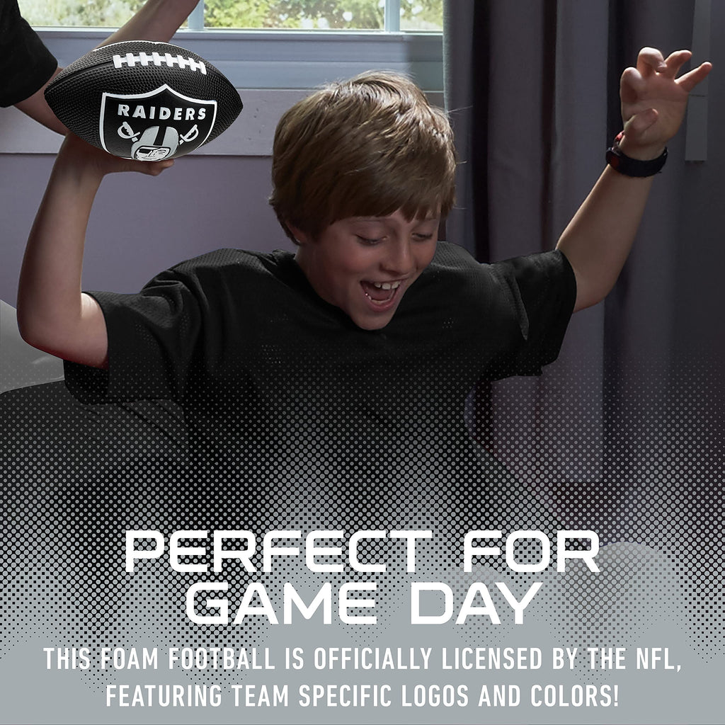 Franklin Sports Nfl Las Vegas Raiders Football - Kids Foam Football - Soft Football - Mini Size - Perfect For Gameday - 8.5'' 3D