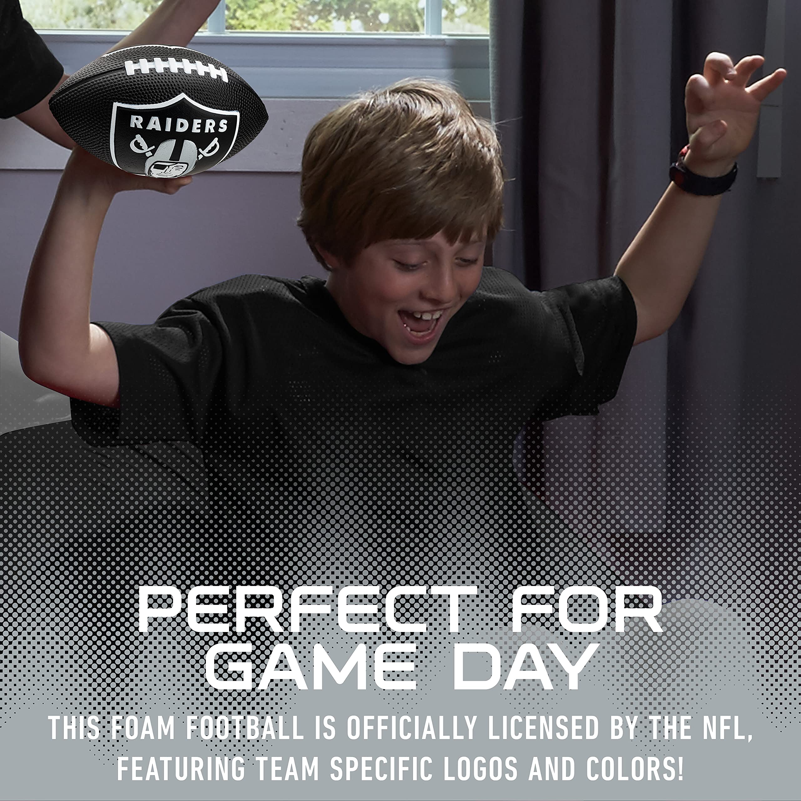Franklin Sports Nfl Las Vegas Raiders Football - Kids Foam Football - Soft Football - Mini Size - Perfect For Gameday - 8.5'' 3D