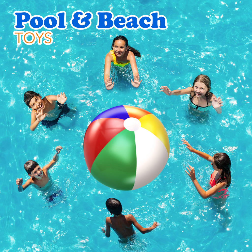 4E'S Novelty Beach Balls 3 Pack 20'' Inflatable For Kids - Toys & Toddlers, Pool Games, Toy Classic Rainbow Color