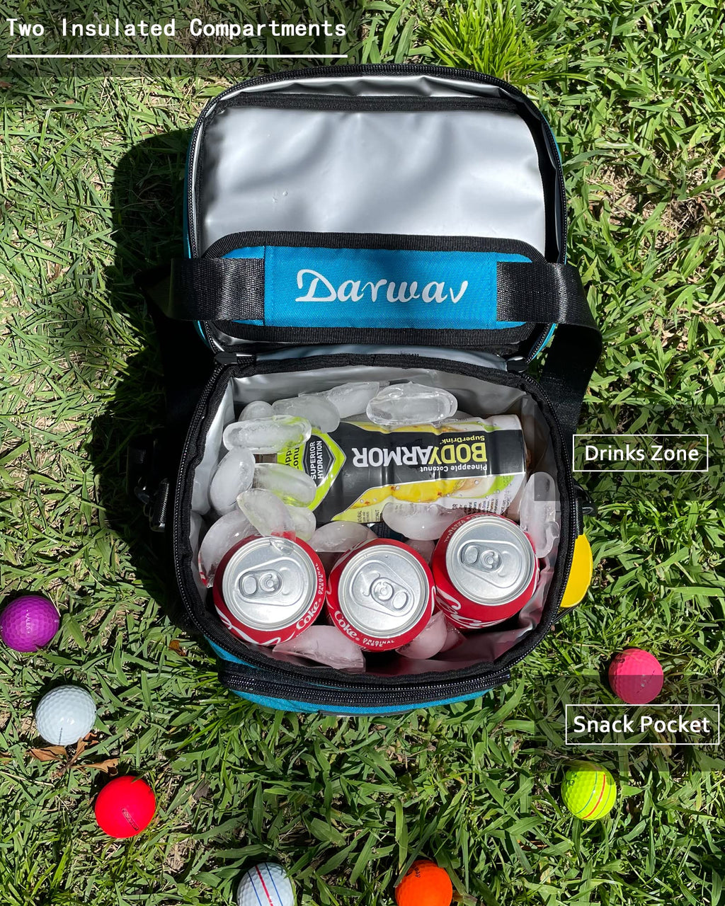 Darwav Golf Cooler, 12-Can Insulated Soft Cooler Bag, Fits On Golf Push Cart (Black)