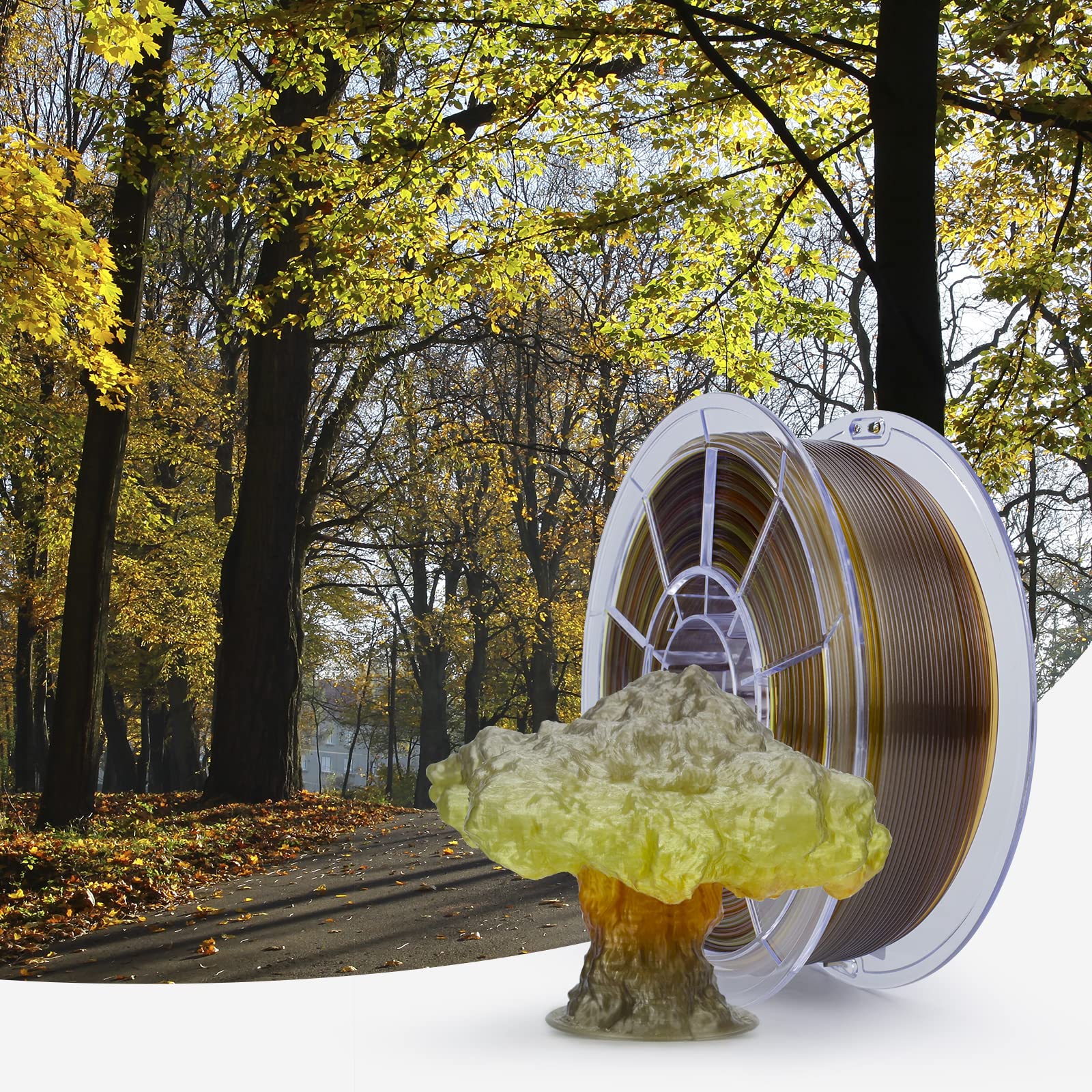 Ziro 3D Printer Filament,Translucent Pla Filament 175Mm,Multicolor Rainbow Pla Filament,1Kg22Lb,Season Series - Autumn