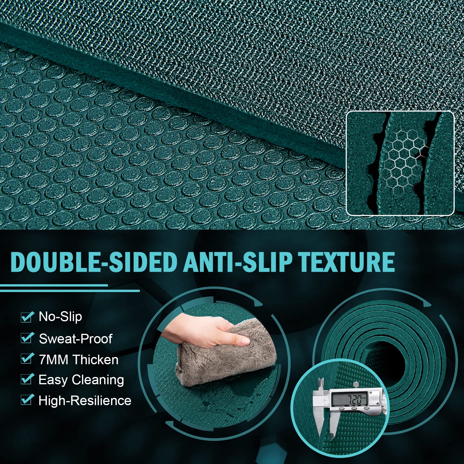 Large Exercise Mat 8'X5'X7Mm Workout Mat For Home Gym Mats Exercise Gym Flooring Rubber Fitness Mat Large Yoga Mat Cardio Mat Fo
