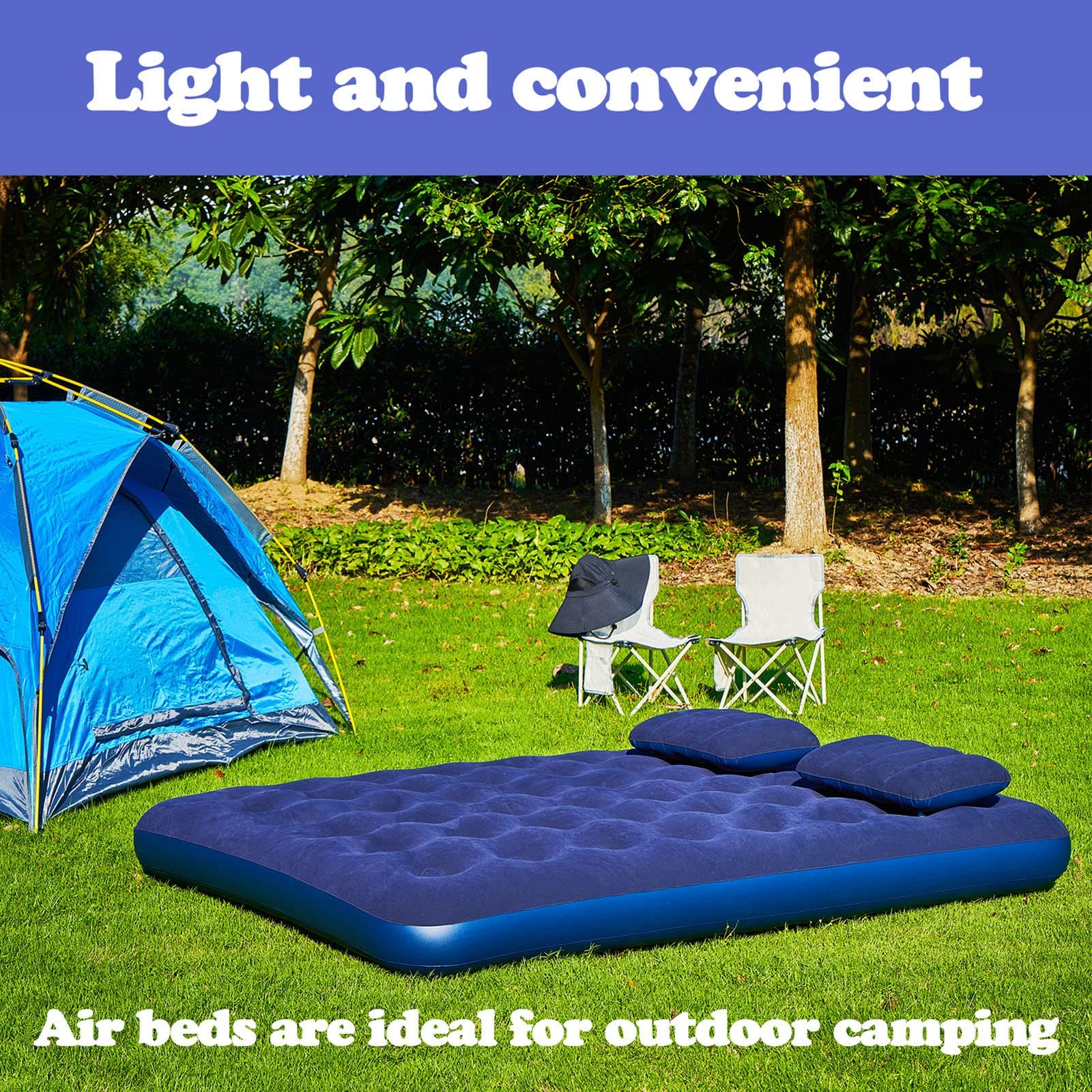 Dimar Garden Queen Size Camping Air Mattress Inflatable Bed With Pillow,Include Pump