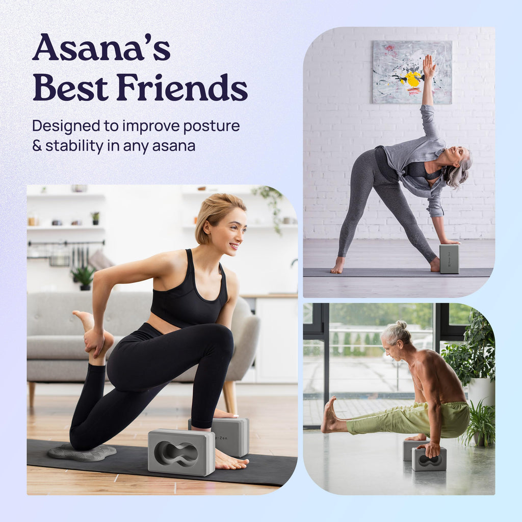 Deep-Zen Yoga Blocks Wrist Support; Yoga Blocks 2 Pack With Knee Pads And Strap To Put Less Weight On Wrists; Durable, Versatile