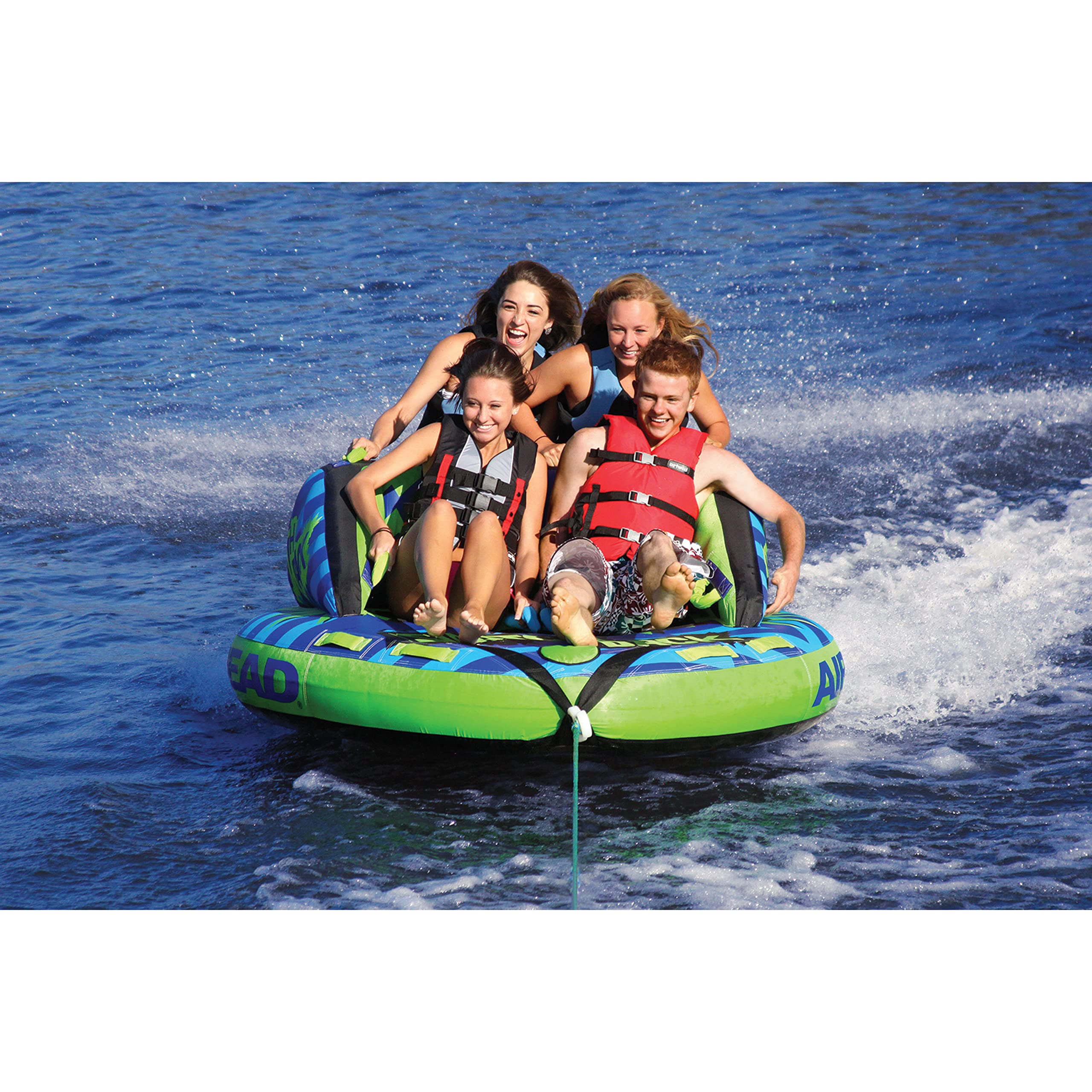 Airhead Switchback Towable 1-4 Rider Tube For Boating And Water Sports, Double-Stitched Full Nylon Cover And Patented Speed Safe