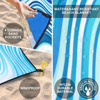 Beach Blanket Waterproof Sandproof Beach Mat 79 X 83/10'X9'For 2-8 Adults Quick Drying Outdoor Picnic Mat Beach Accessories For