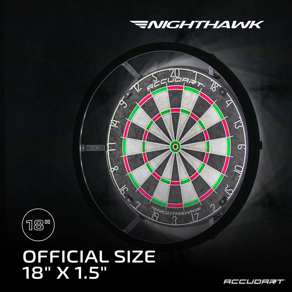 Accudart Nighthawk 2 In 1 Led/Blacklight Bristle Dartboard Surround Set - Official Size Dartboard - 360 Degree Lighting - Blackl