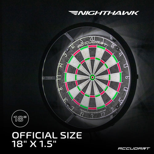 Accudart Nighthawk 2 In 1 Led/Blacklight Bristle Dartboard Surround Set - Official Size Dartboard - 360 Degree Lighting - Blackl